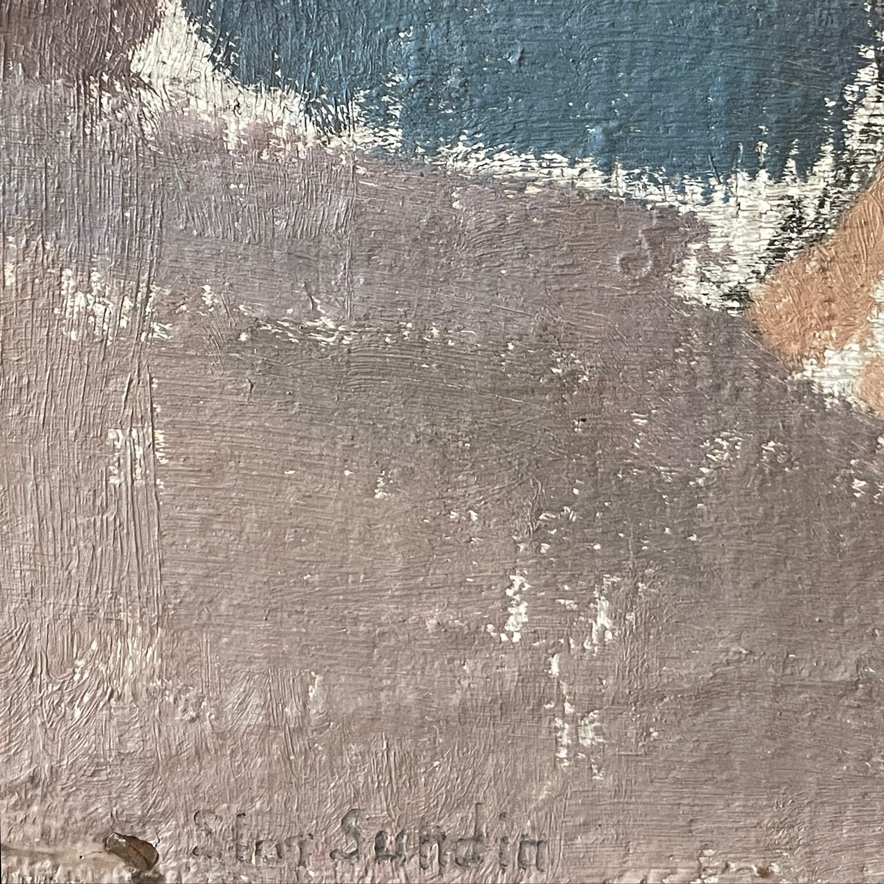 Seated Nude on Blue Oil Painting