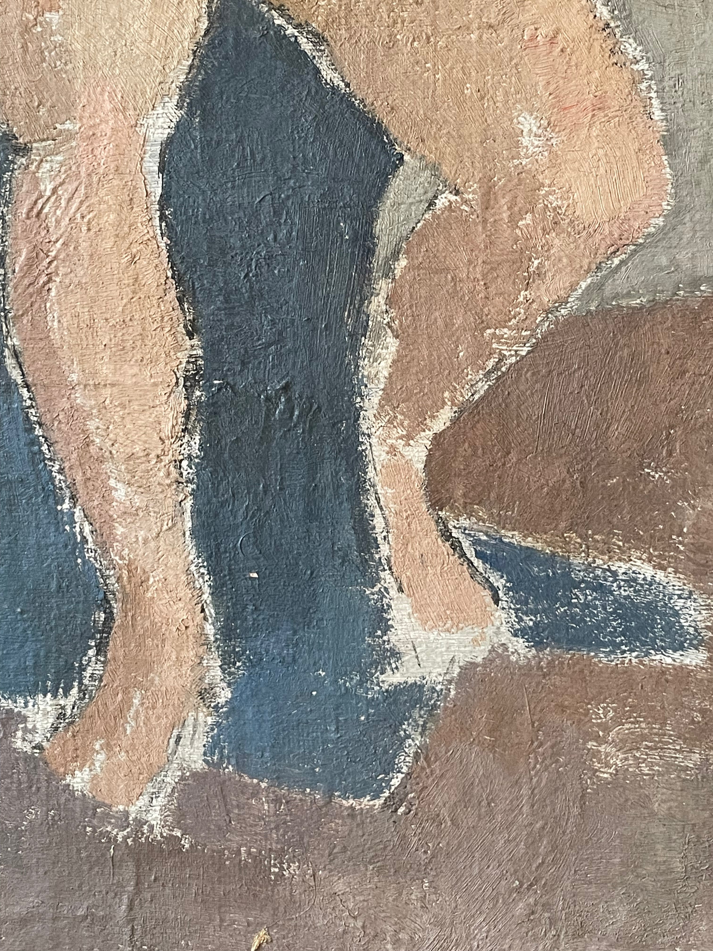 Seated Nude on Blue Oil Painting