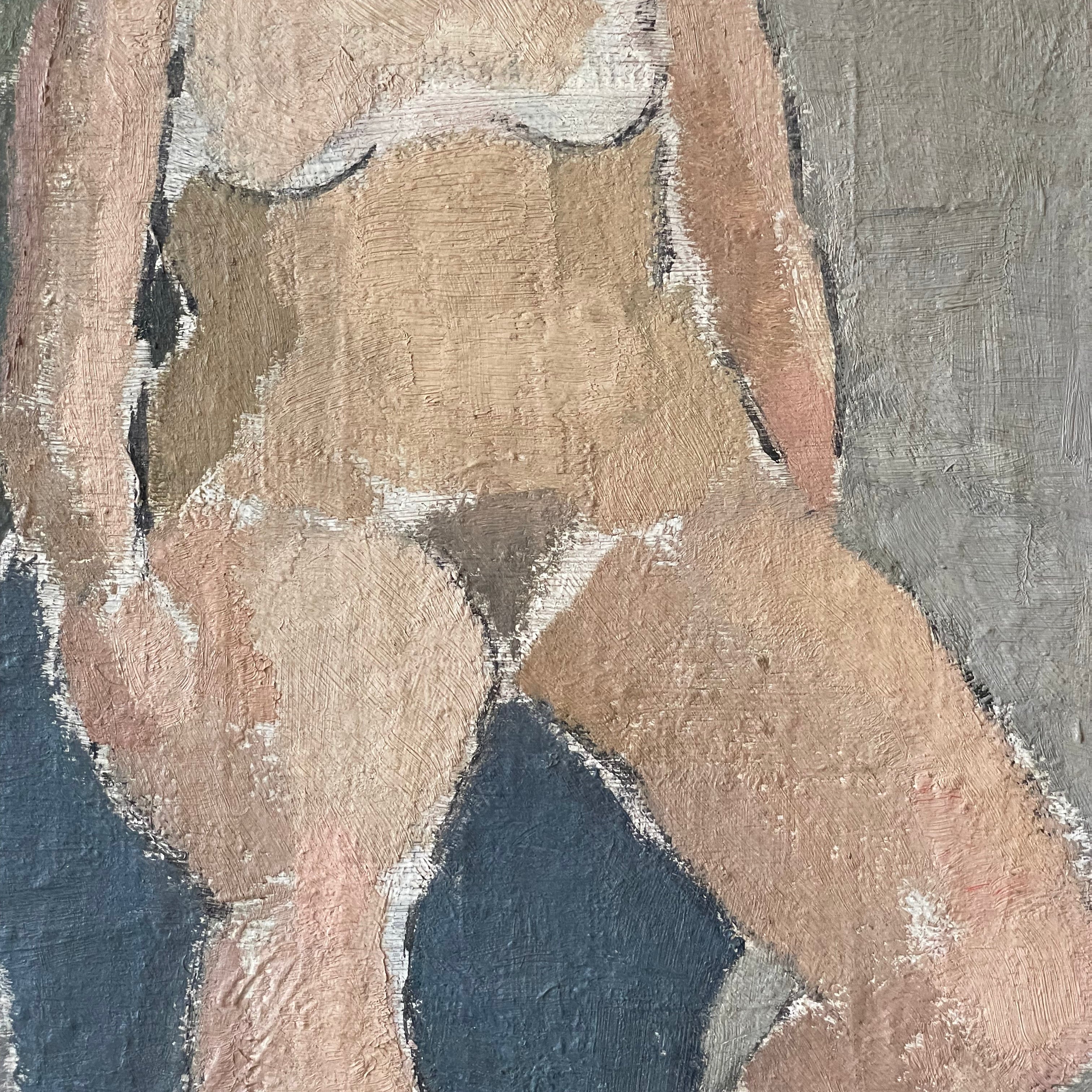 Seated Nude on Blue Oil Painting