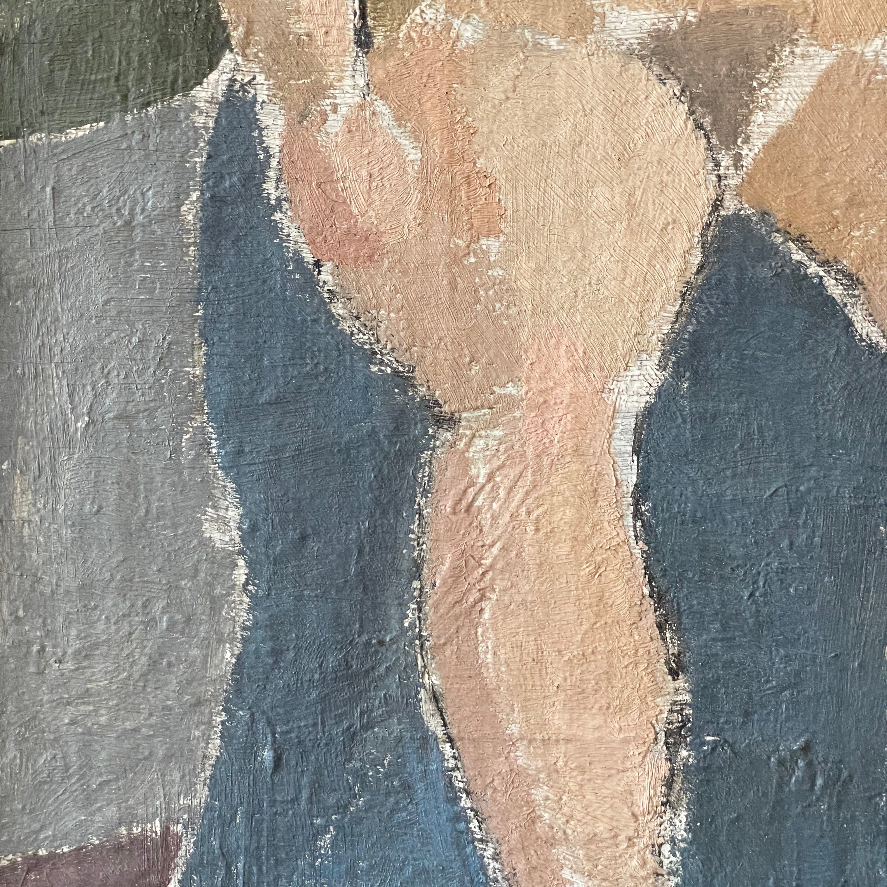 Seated Nude on Blue Oil Painting