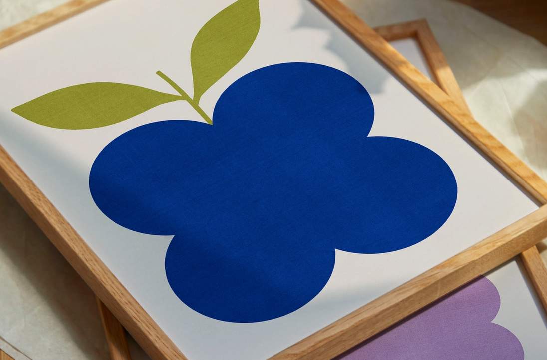 Indigo Fruit Print by Juliette van Rhyn