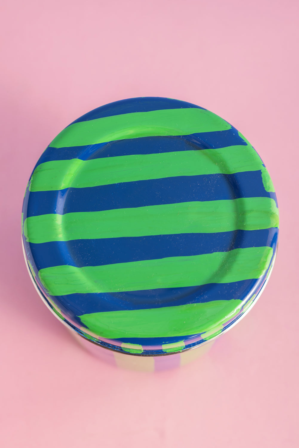 Blue & Green Stripe Storage Tin