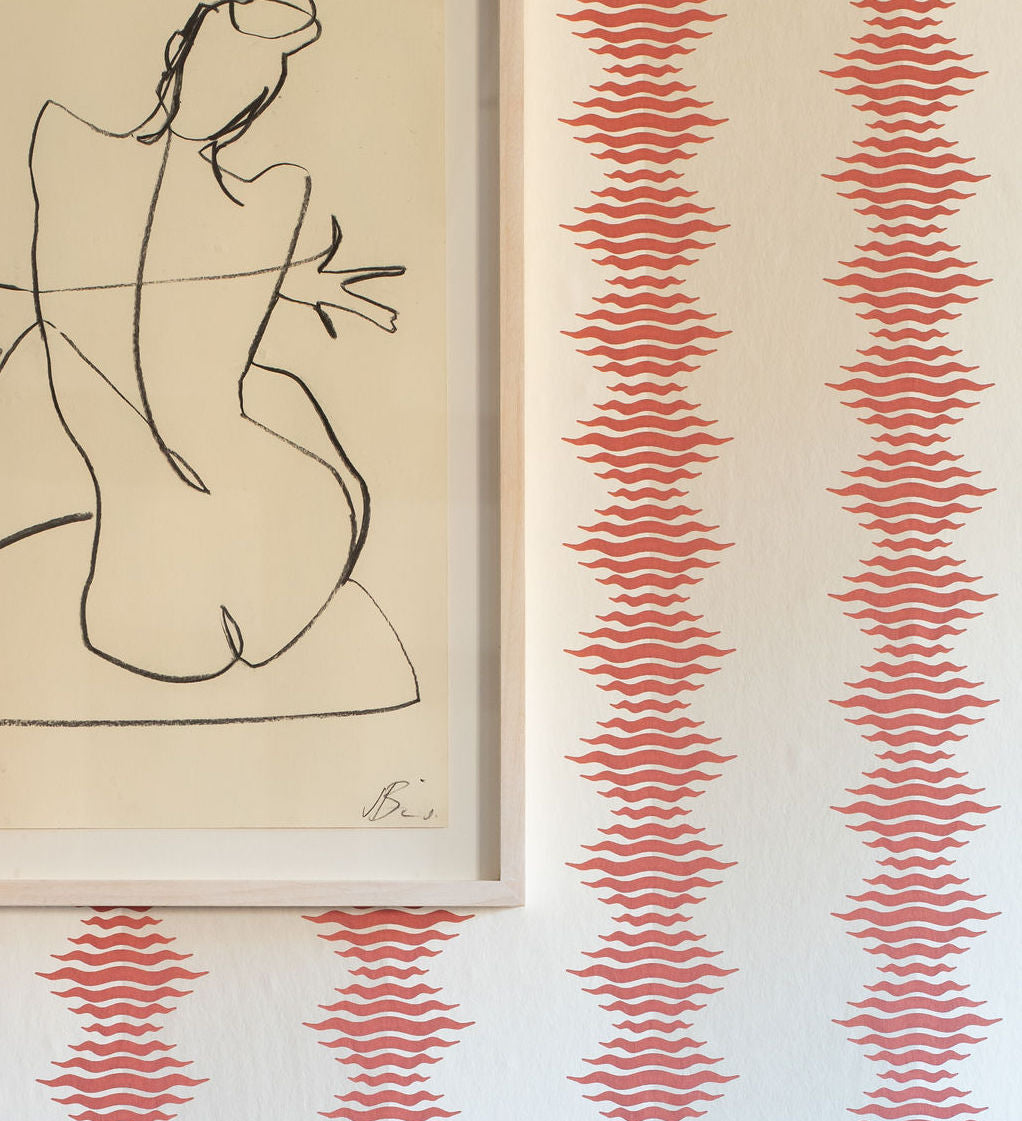 Crimped Stripe Wallpaper | Mushroom