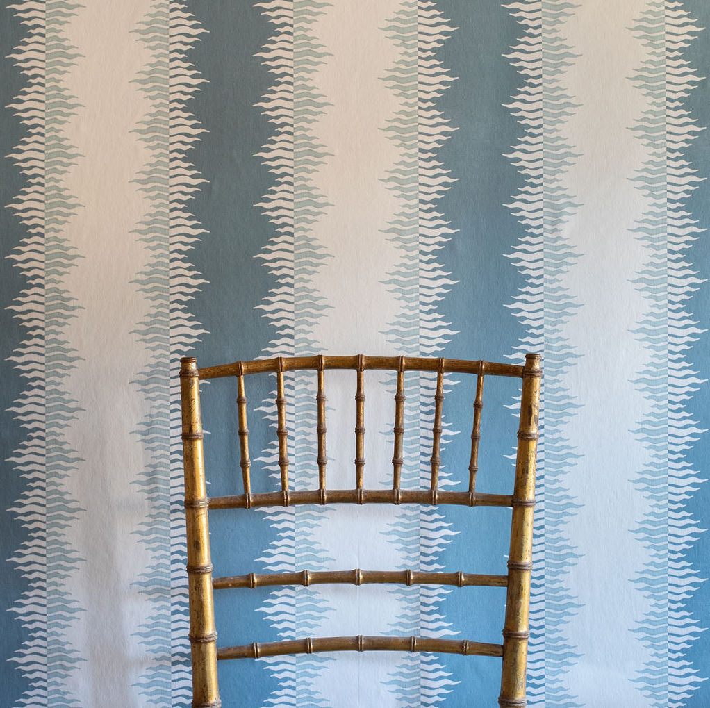 Crimped Stripe Wallpaper | Stone Blue
