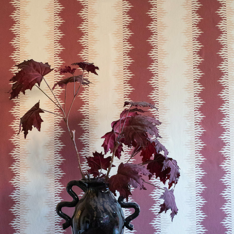 Crimped Stripe Wallpaper | Claret