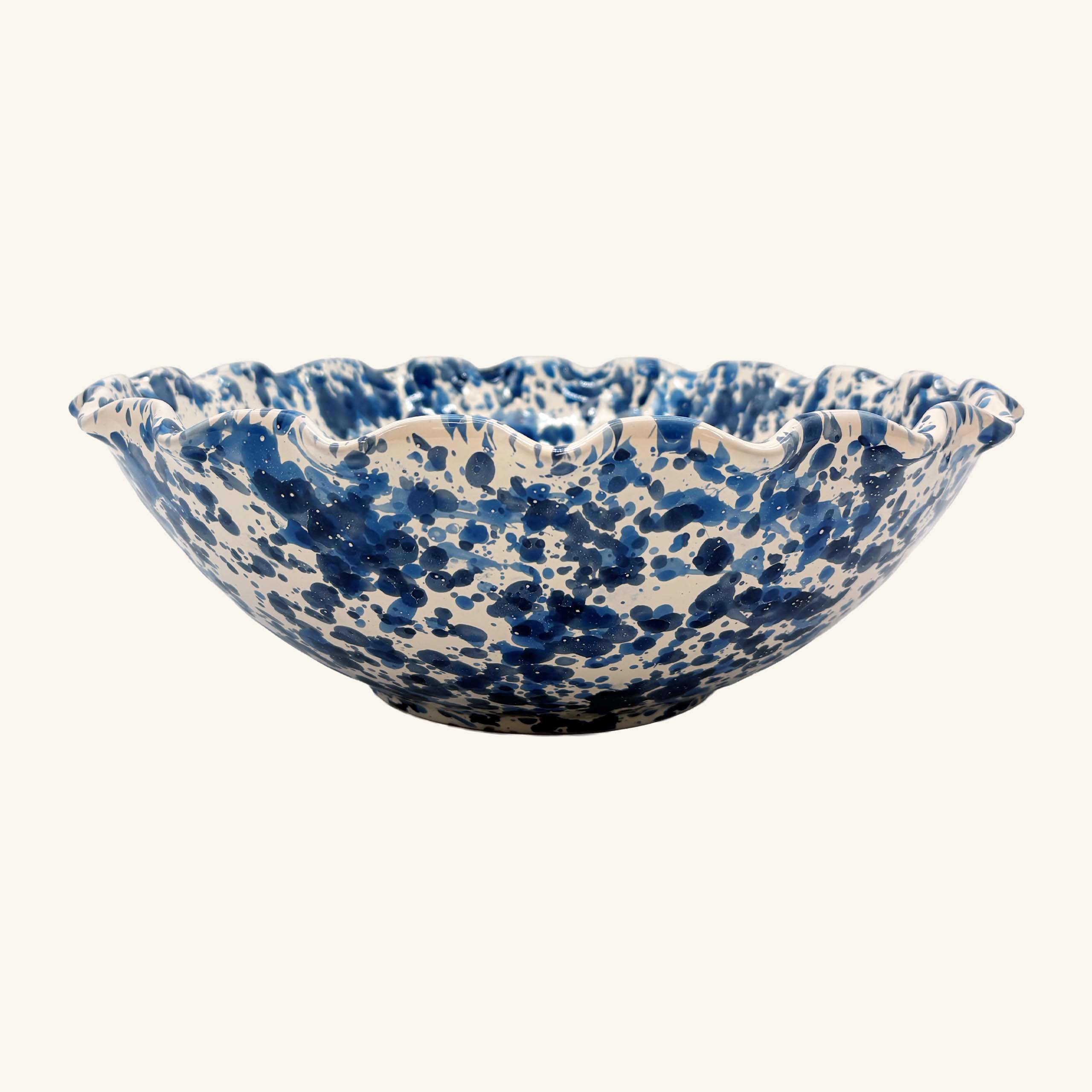 Large Splatterware Wavy Bowl