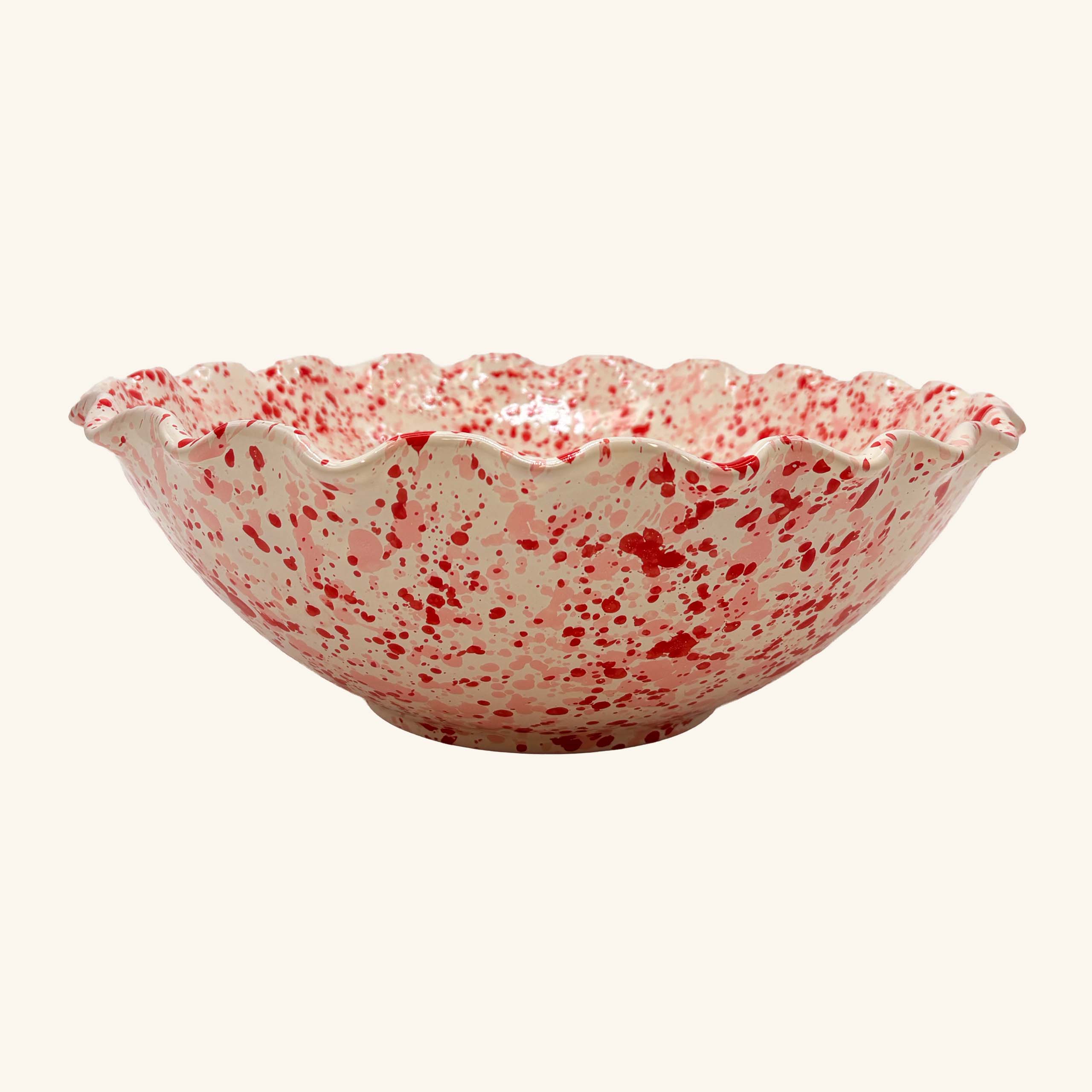 Large Splatterware Wavy Bowl