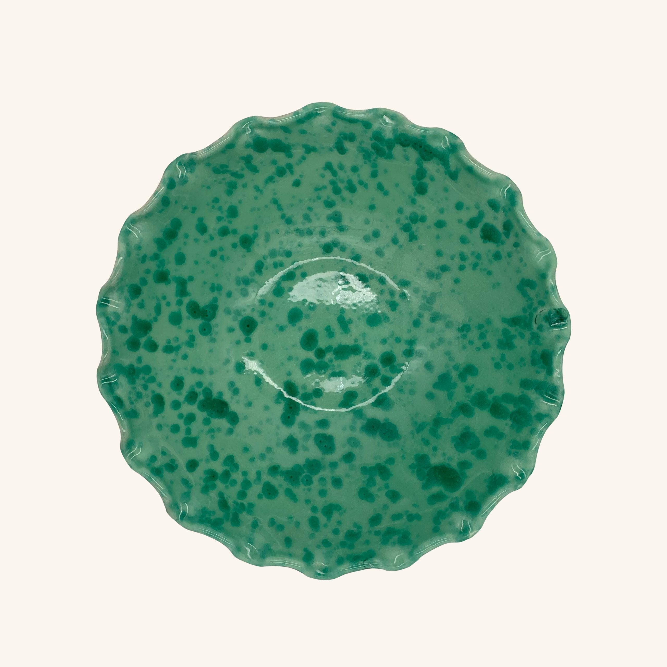 Large Splatterware Wavy Bowl