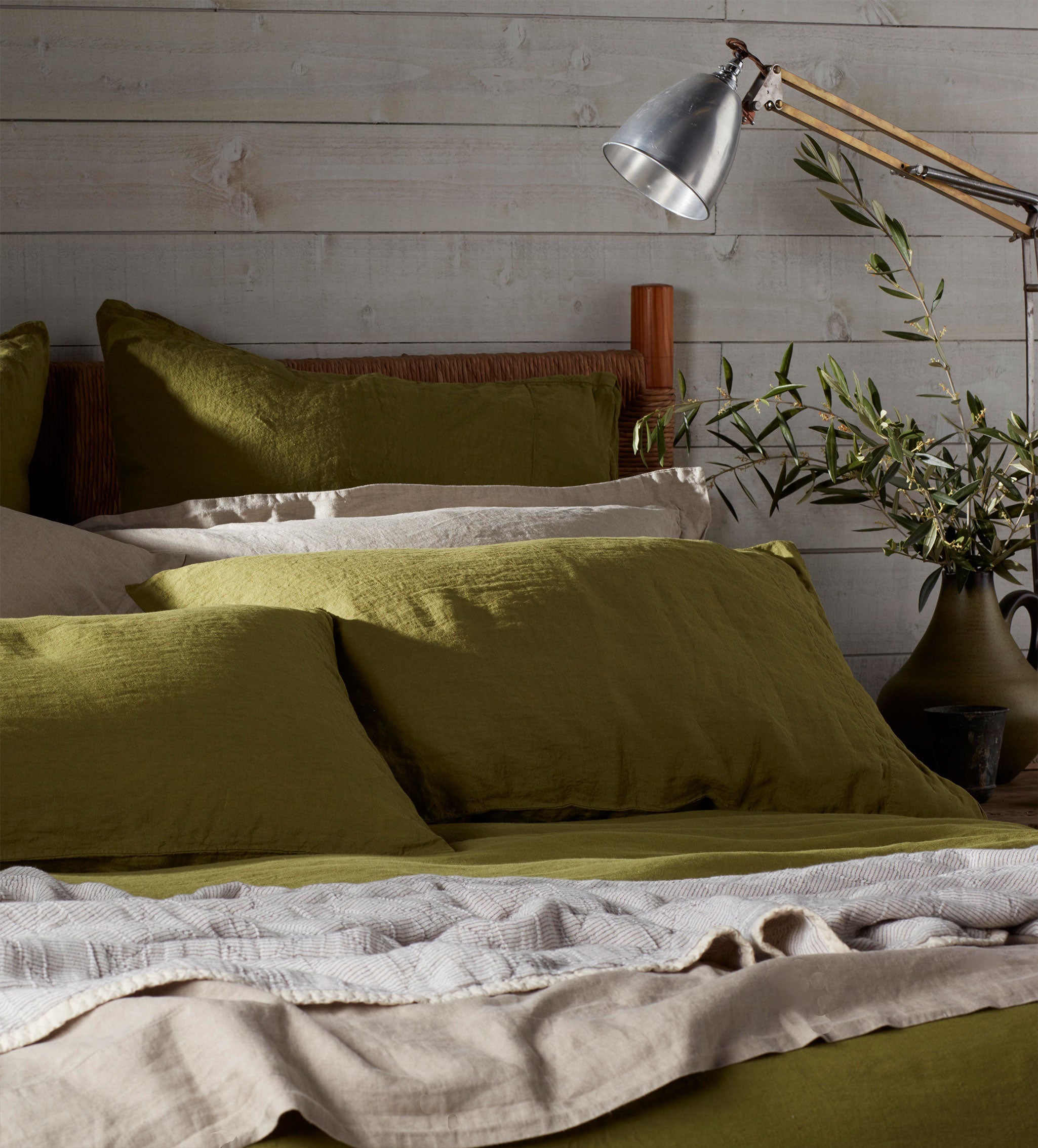 100% Linen Duvet Cover | Moss Green