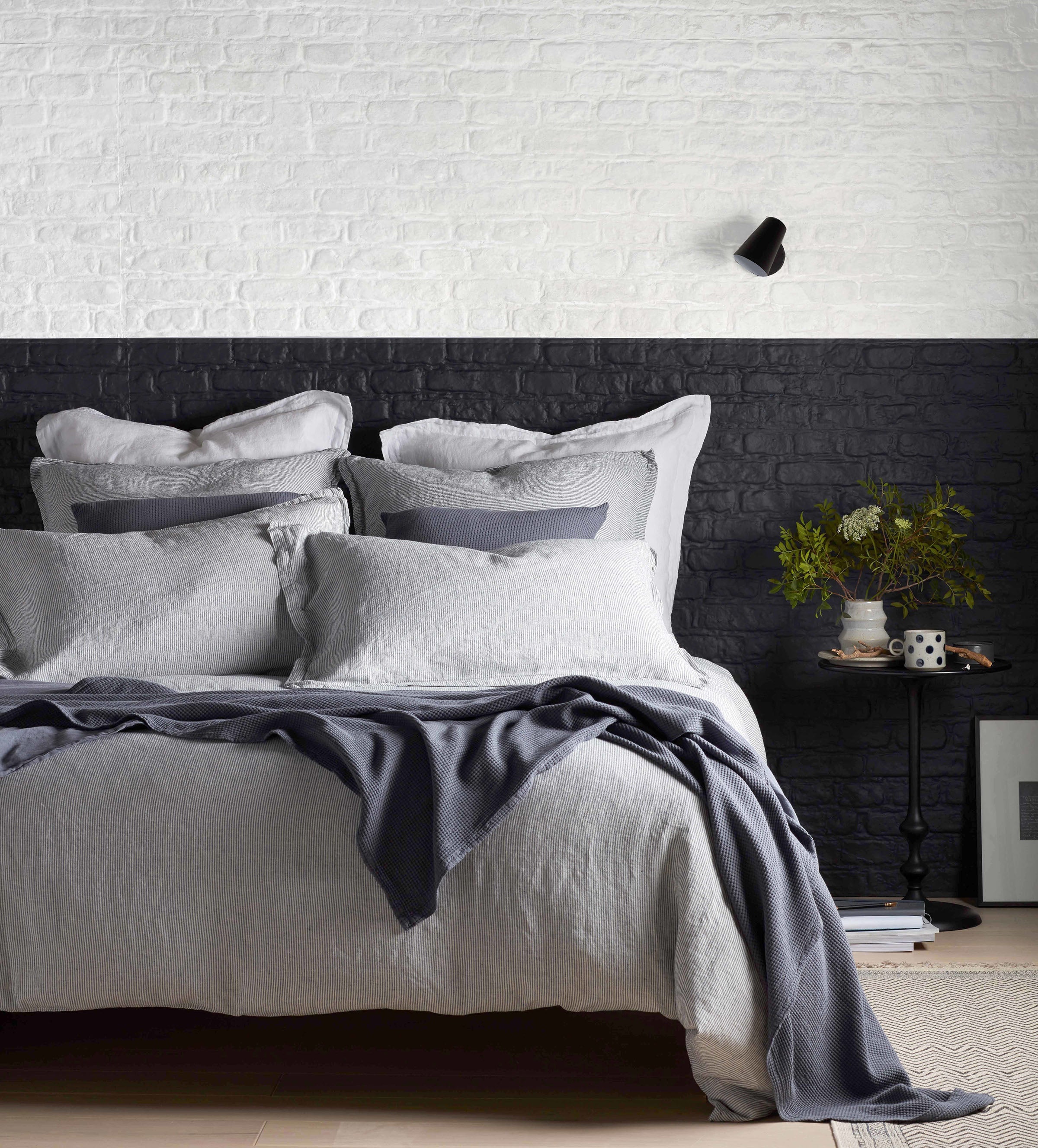 Sid Stripe 100% Linen Duvet Cover | French Blue