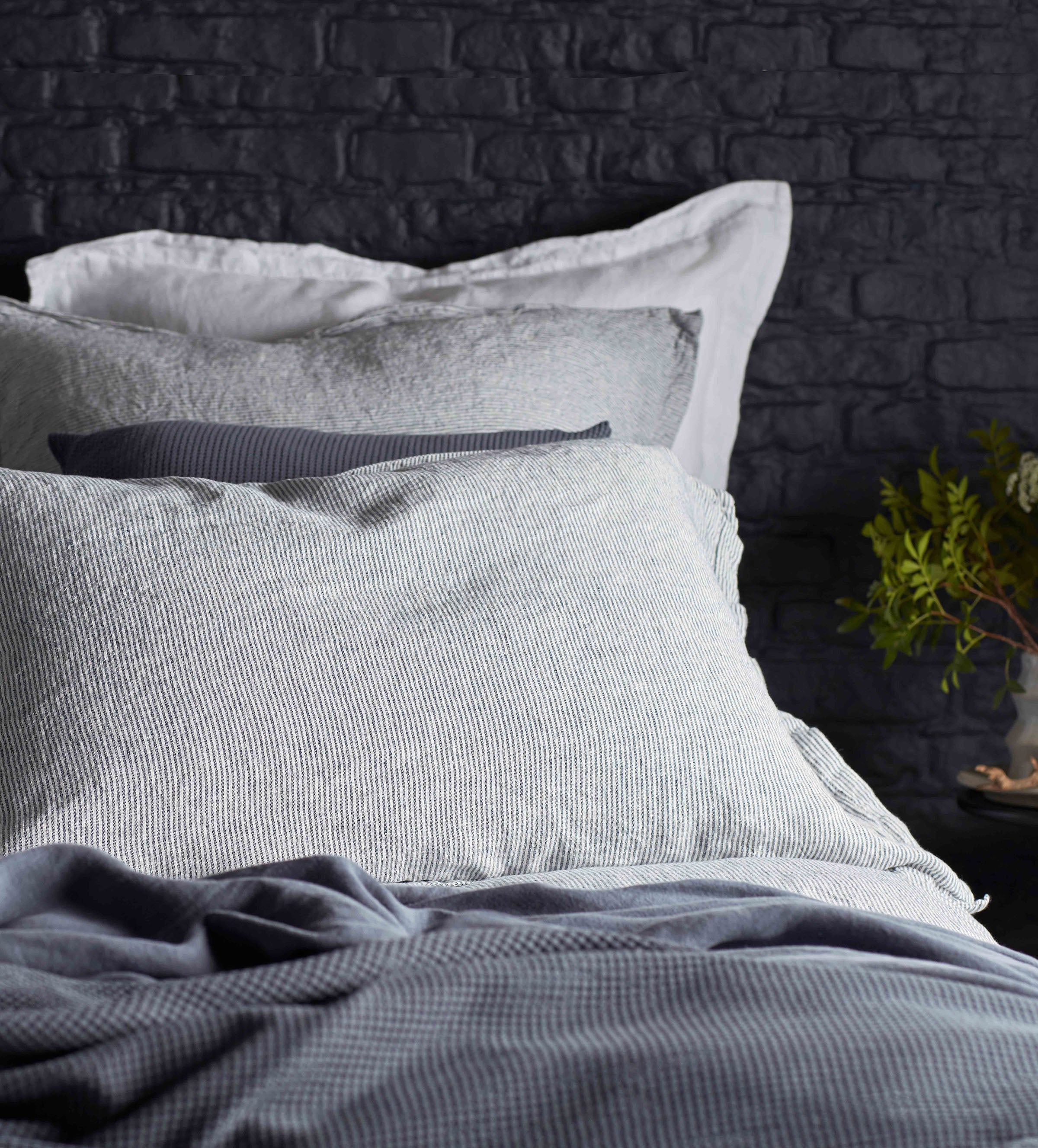 Sid Stripe 100% Linen Oxford Pillowcase | French Blue