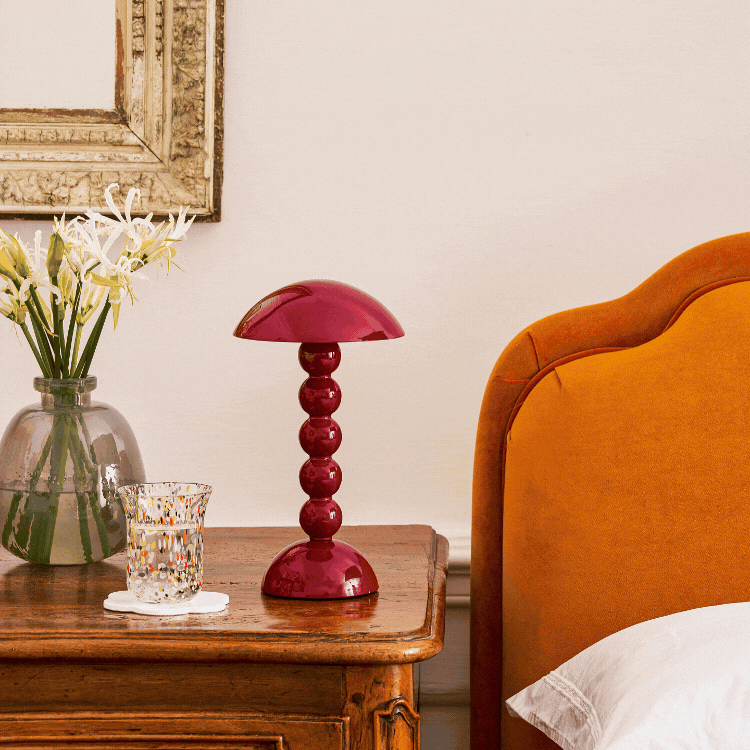 Cherry Lacquer Rechargeable Bobbin LED Lamp