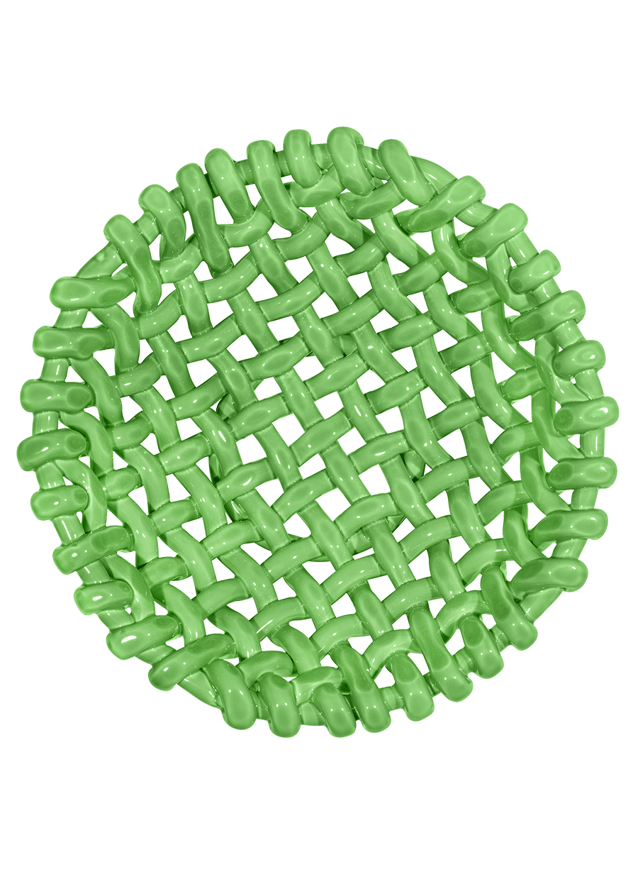 Large Apple Green Basketweave Bowl