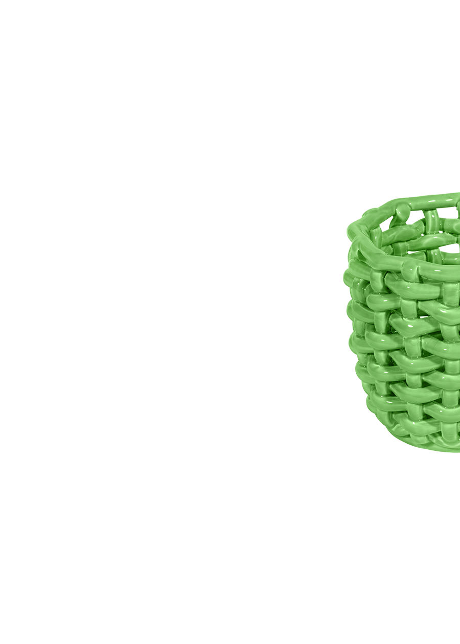 Apple Green Basketweave Planter