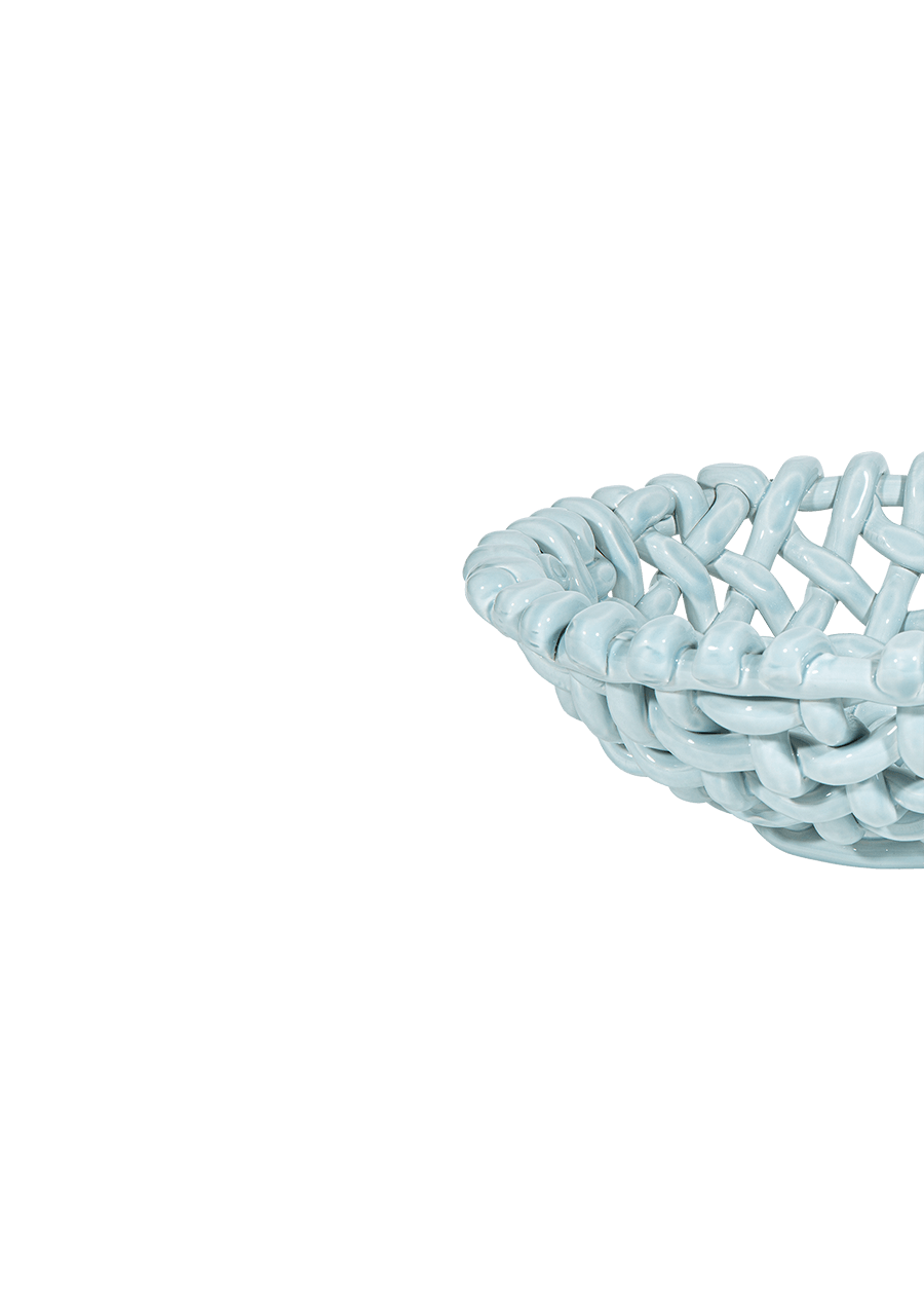 Sky Blue Basketweave Bowl | Large