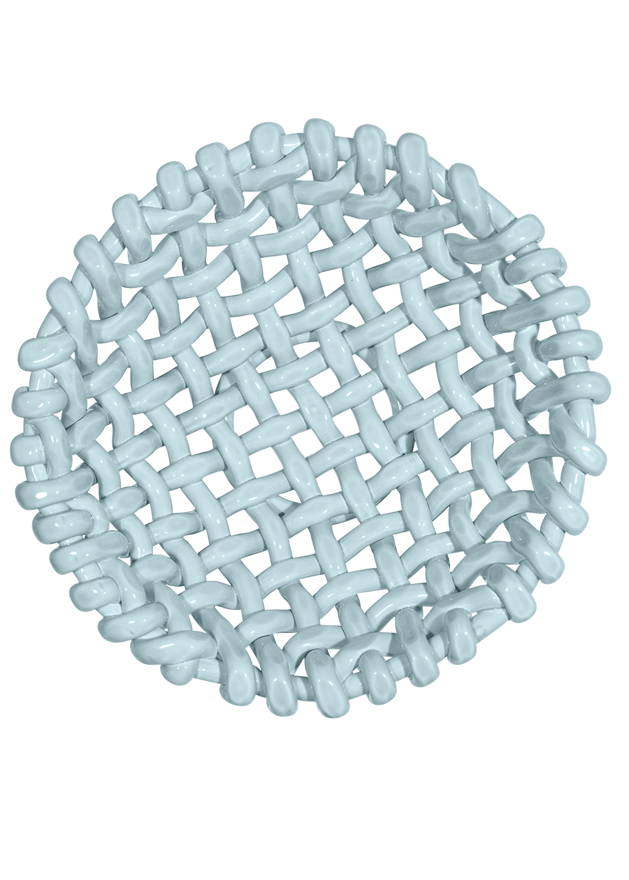 Sky Blue Basketweave Bowl | Large