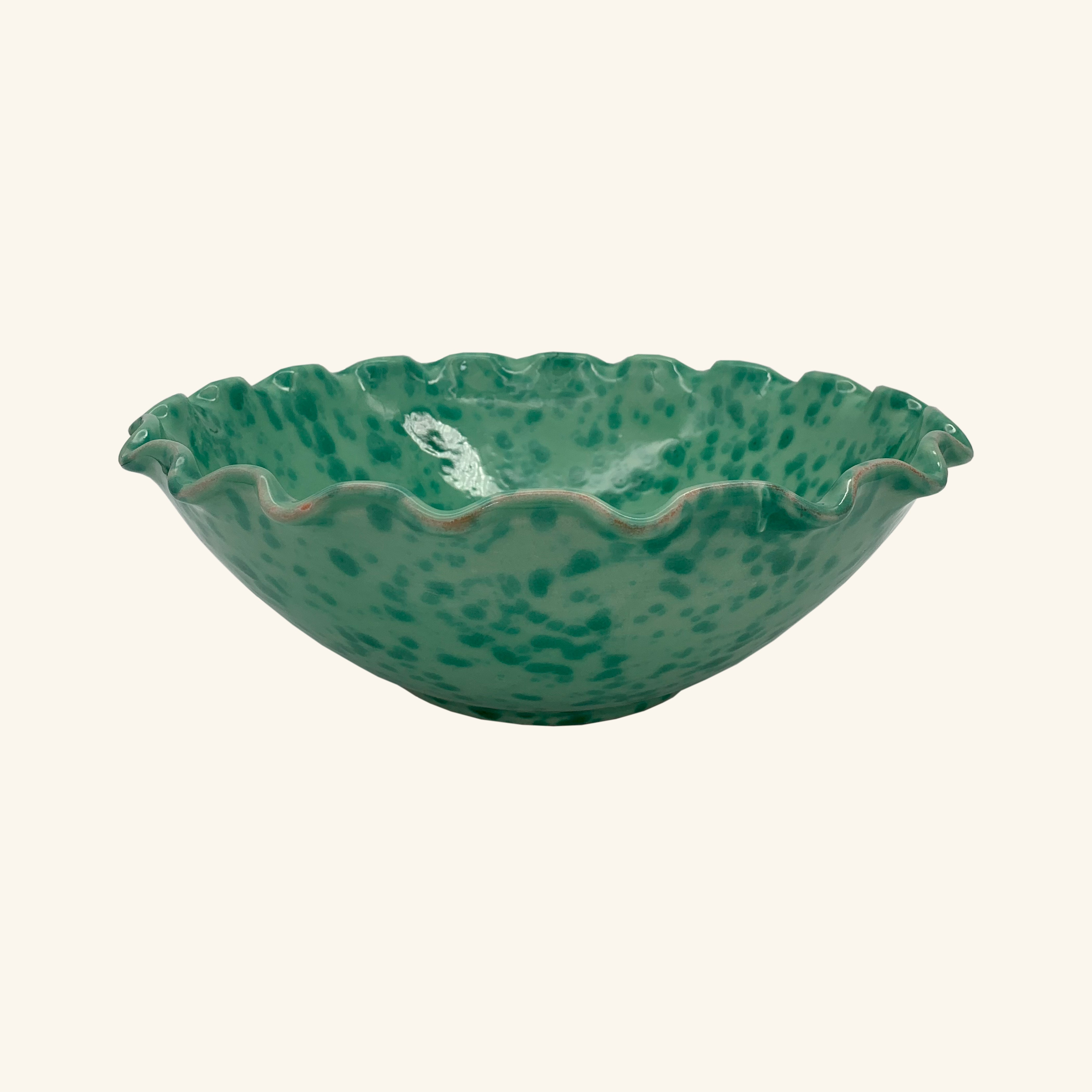 Large Splatterware Wavy Bowl