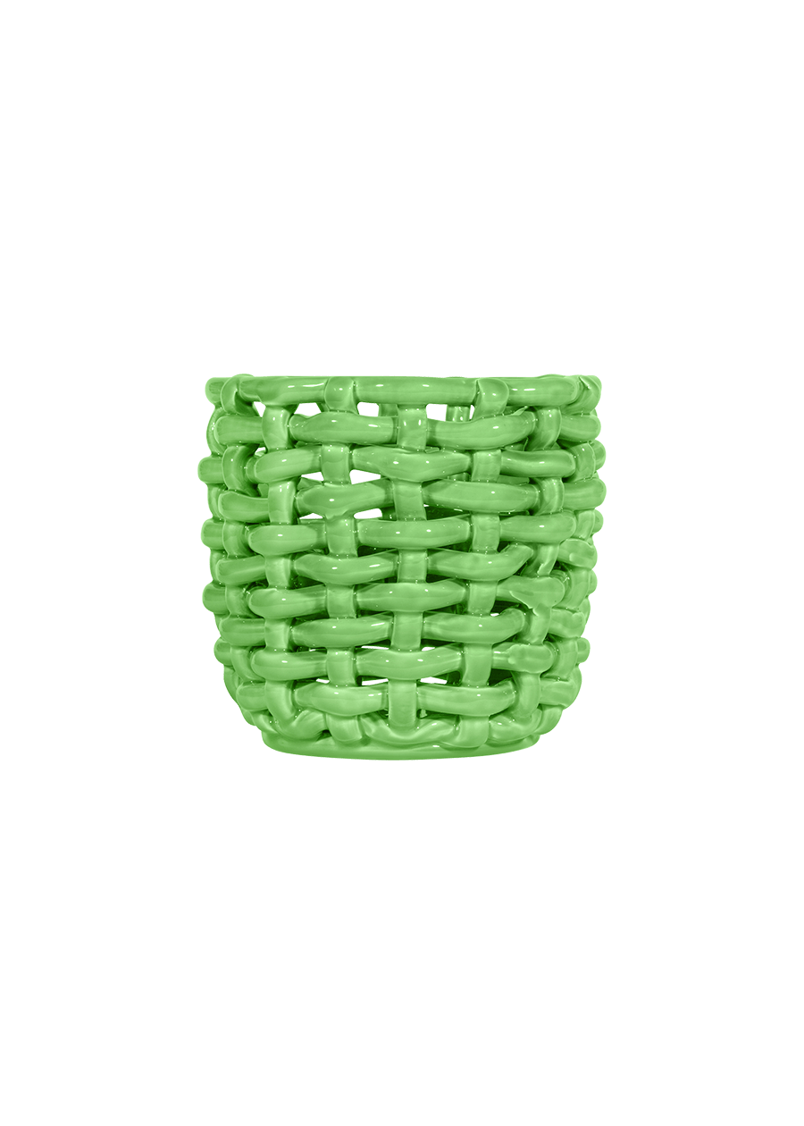 Apple Green Basketweave Planter