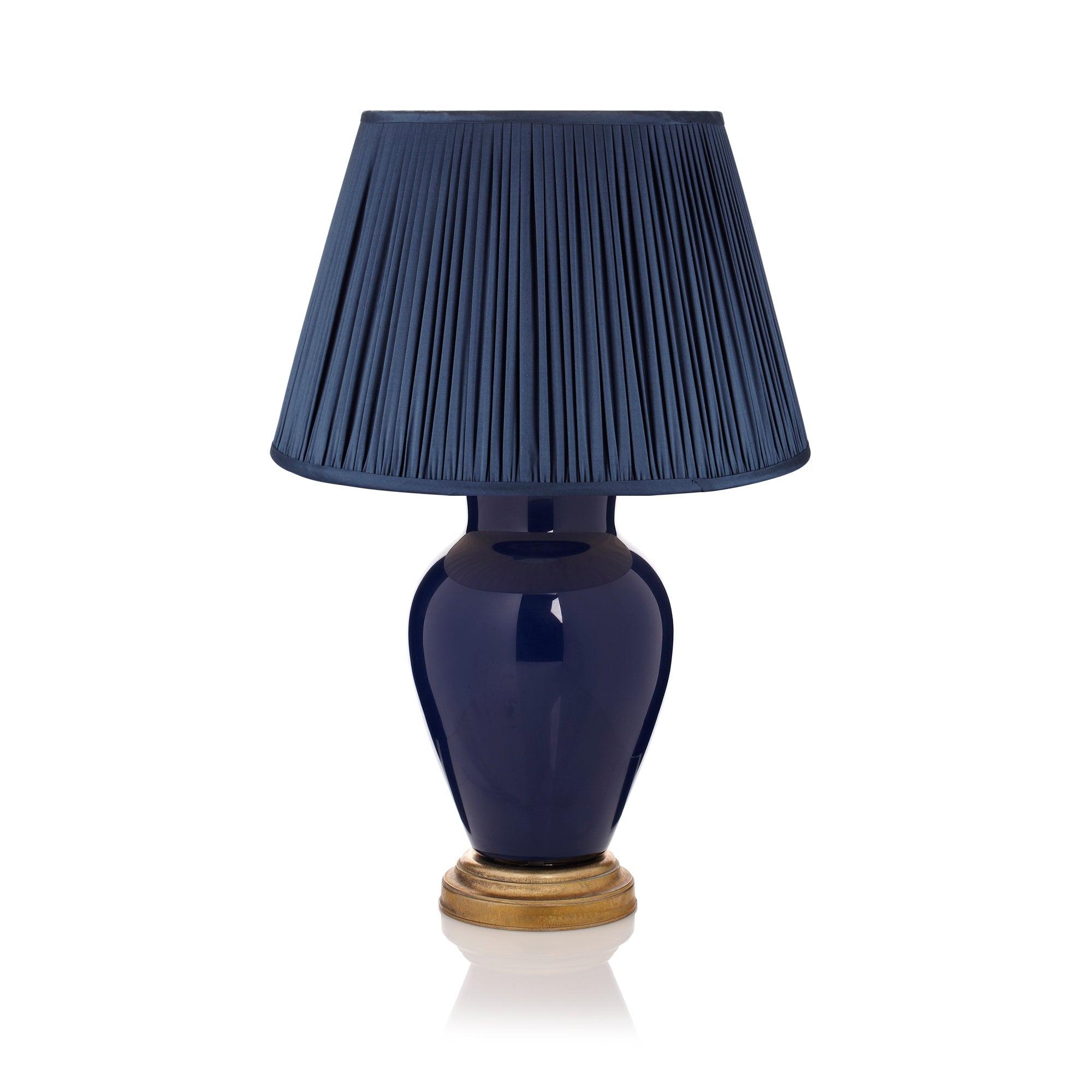 PLEATED SILK LAMPSHADE IN CHARCOAL BLUE