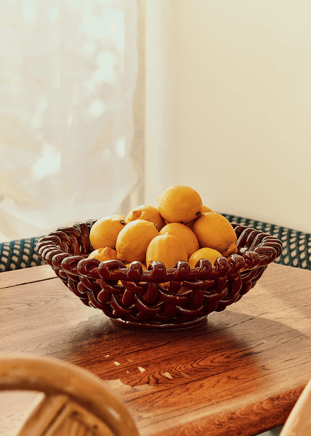 Large Burgundy Basketweave Bowl