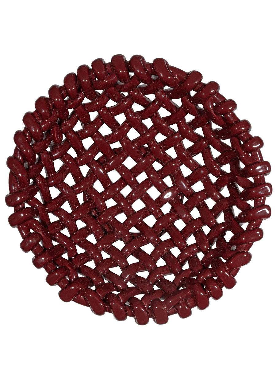 Large Burgundy Basketweave Bowl