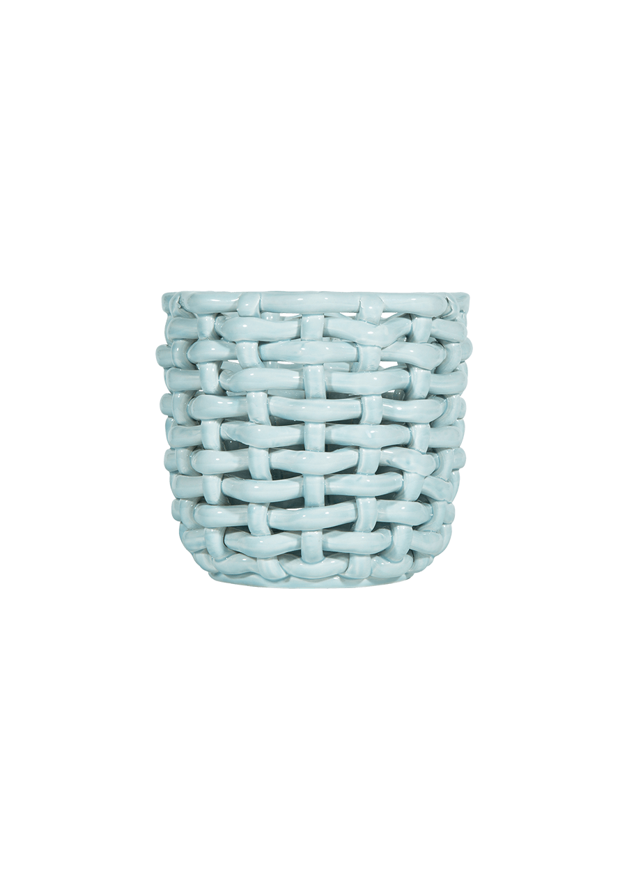 Sky Blue Basketweave Planter
