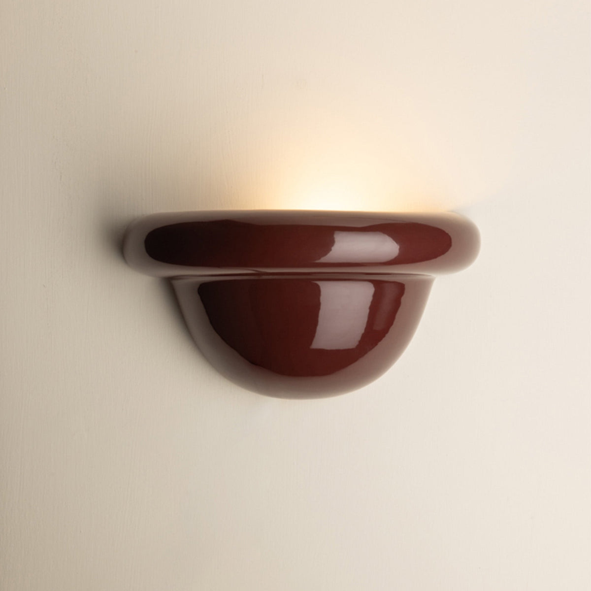 Redonda Uplight Ceramic Sconce Wall Light, Burgundy