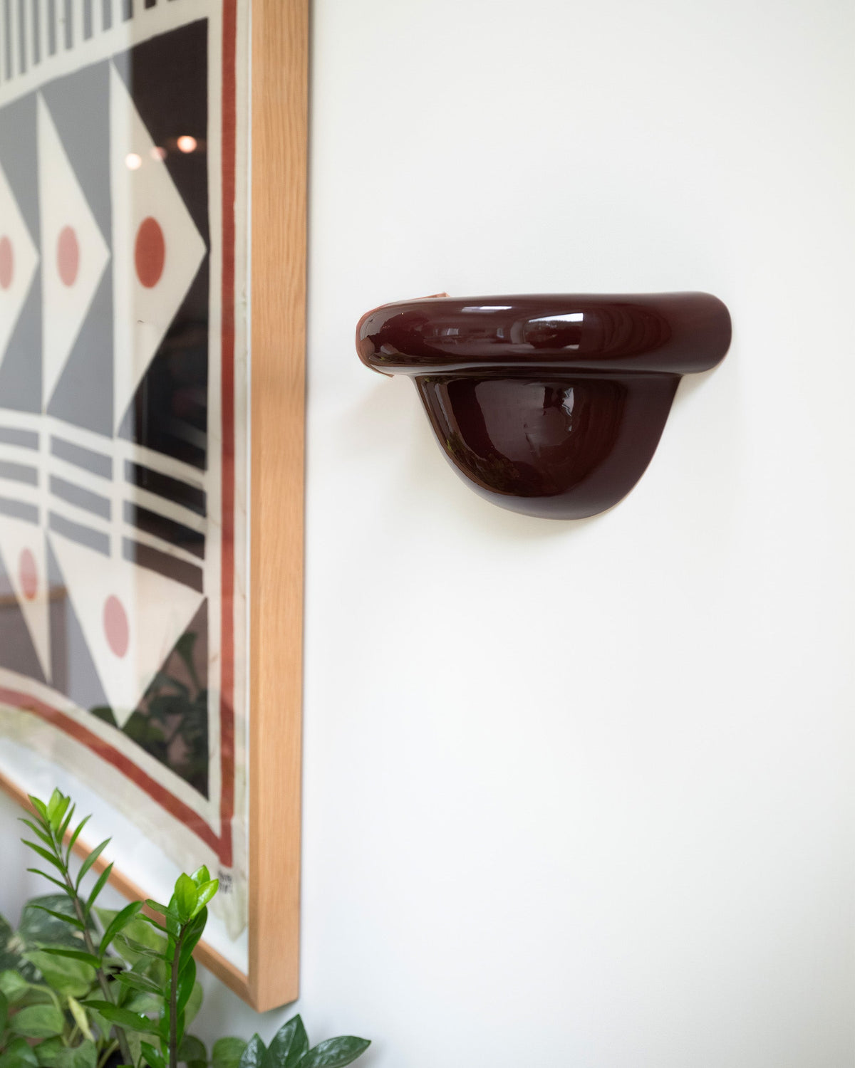 Redonda Uplight Ceramic Sconce Wall Light, Burgundy
