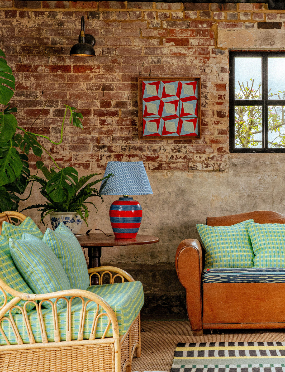 Red & Blue Stripe Lamp