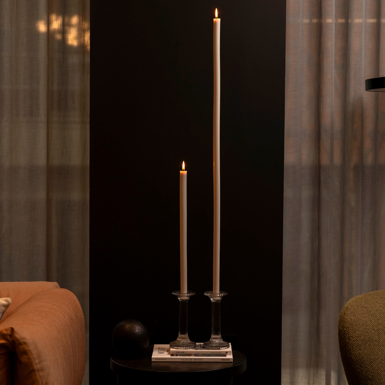 Soft Grey Tapered Candle