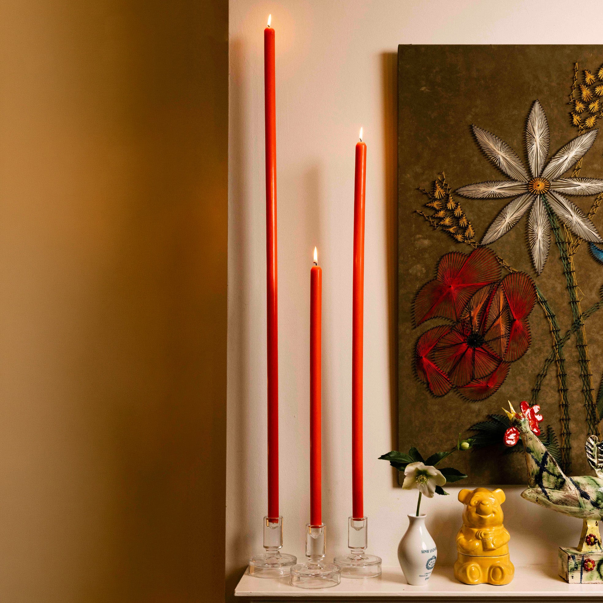 Tomato Tapered Candle Pair