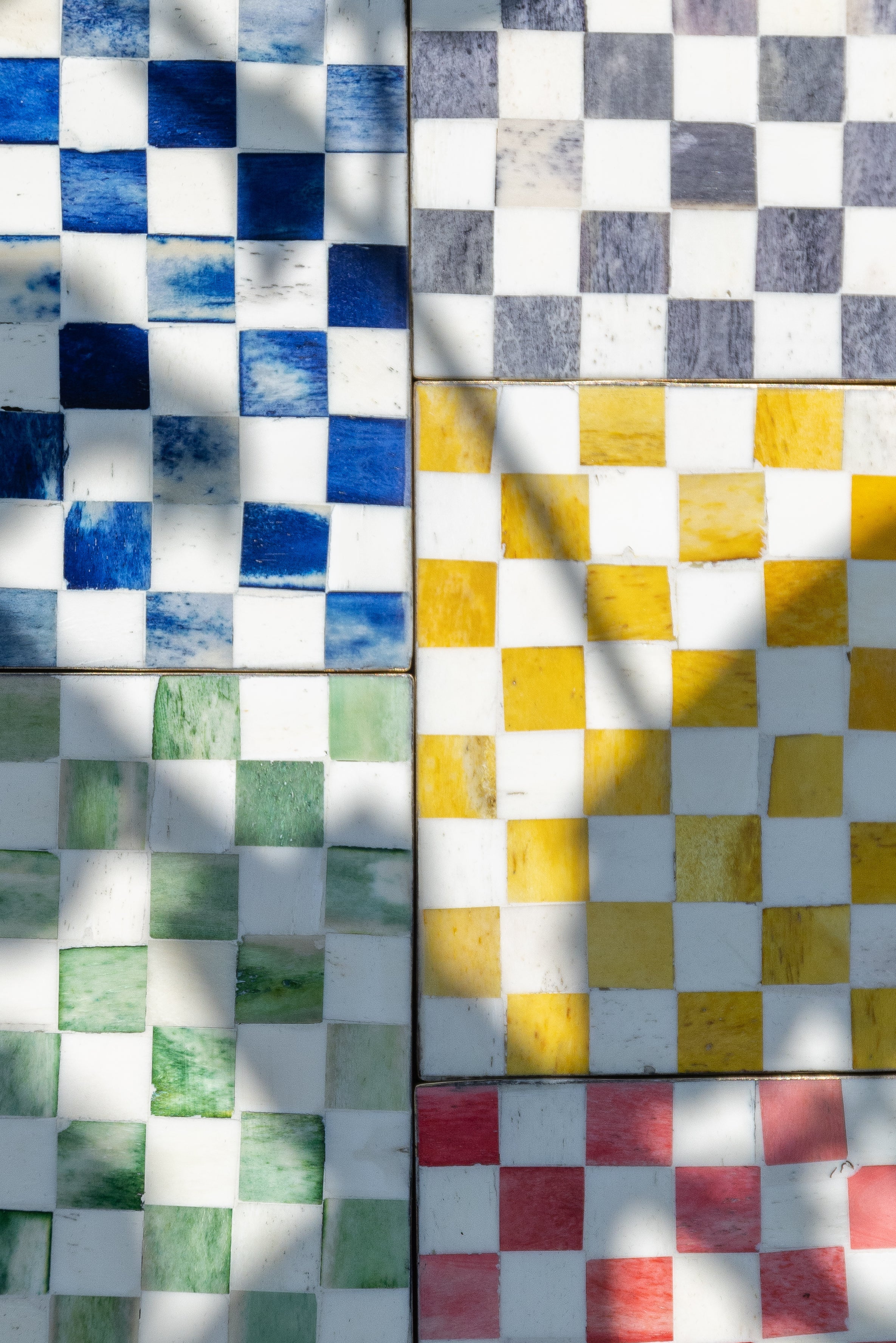 Set of Coasters | Inlay Chequered| Multi Coloured