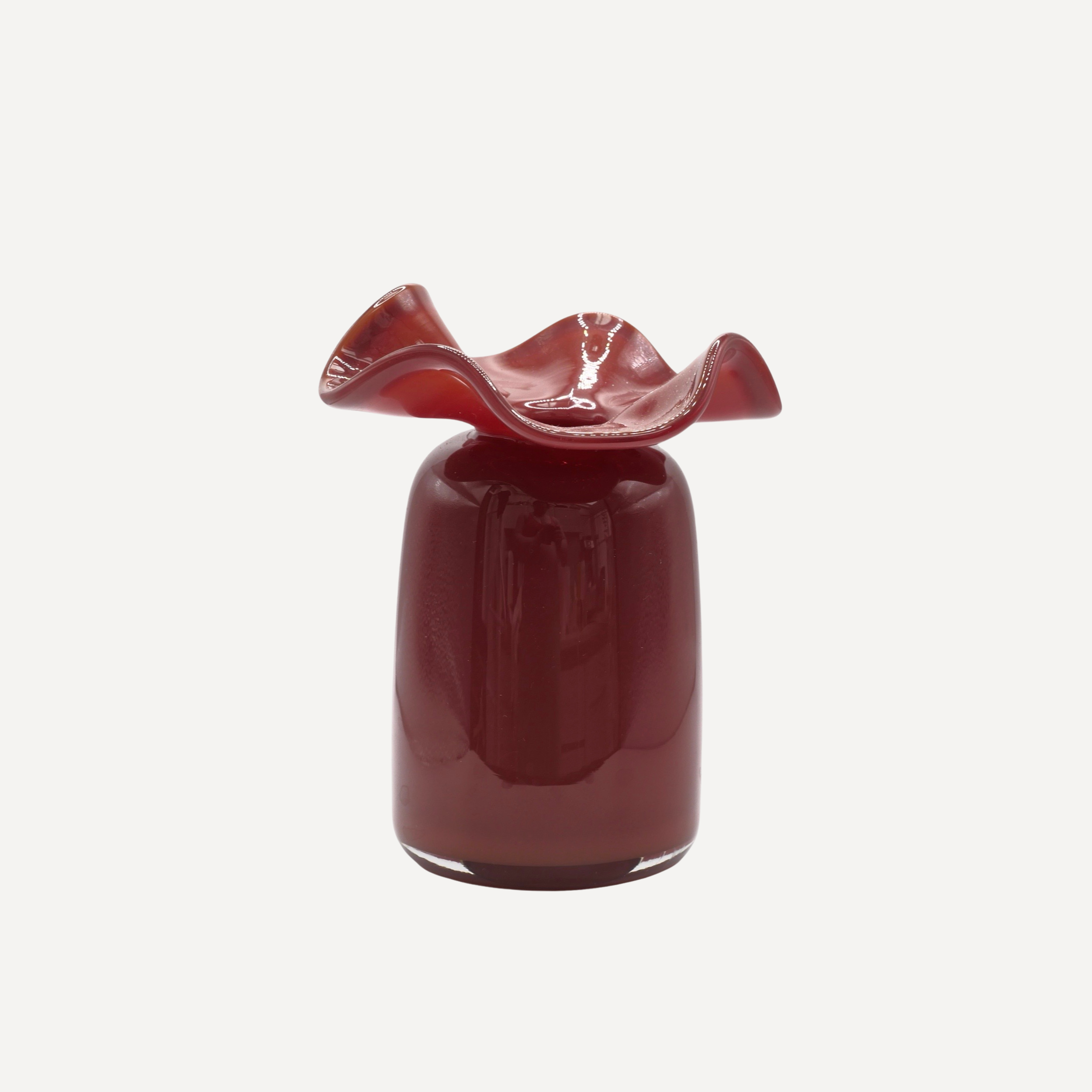 Handmade Glass Ruffle Bud Vase | Brown