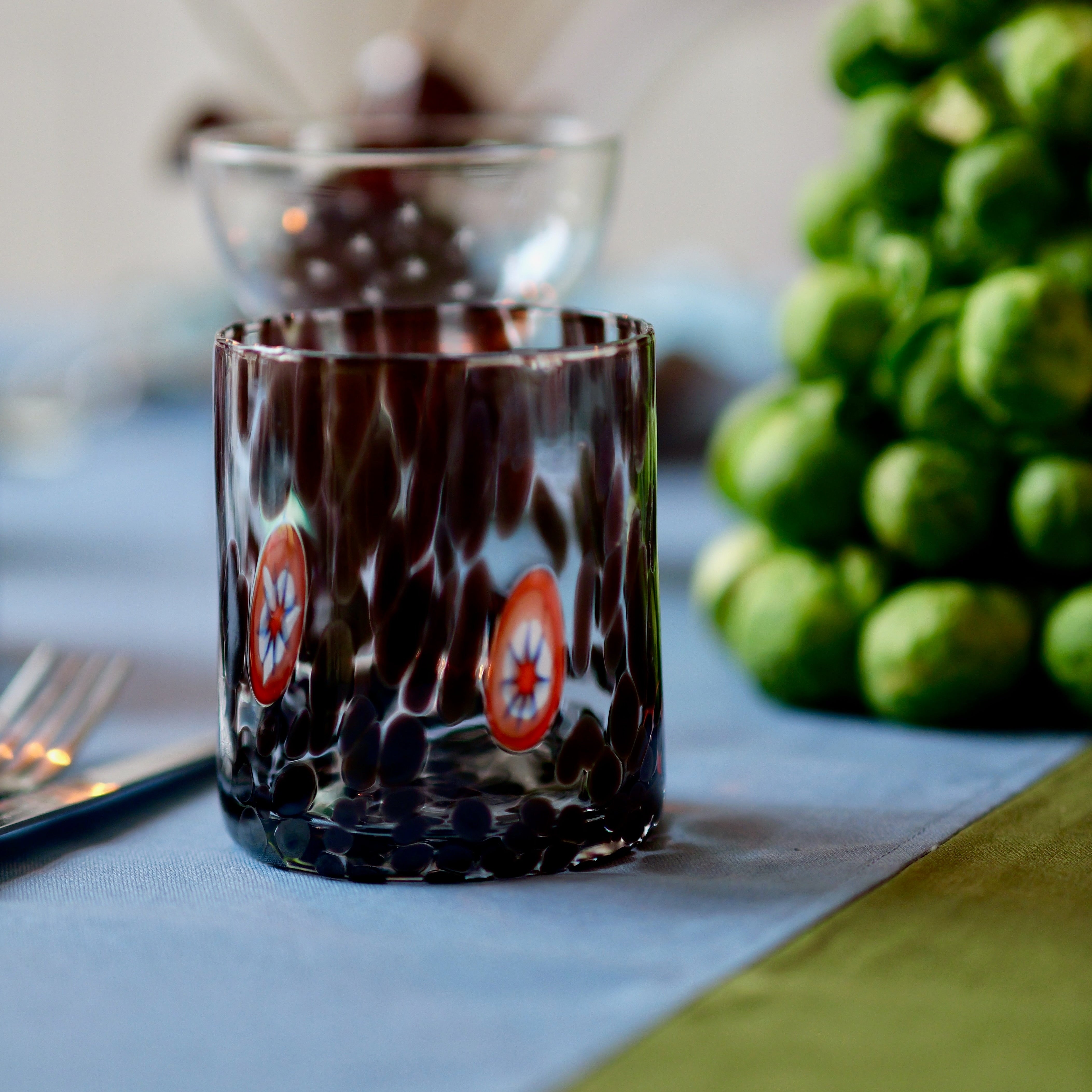 Brown Tortoiseshell Handblown Murano Glass Tumbler