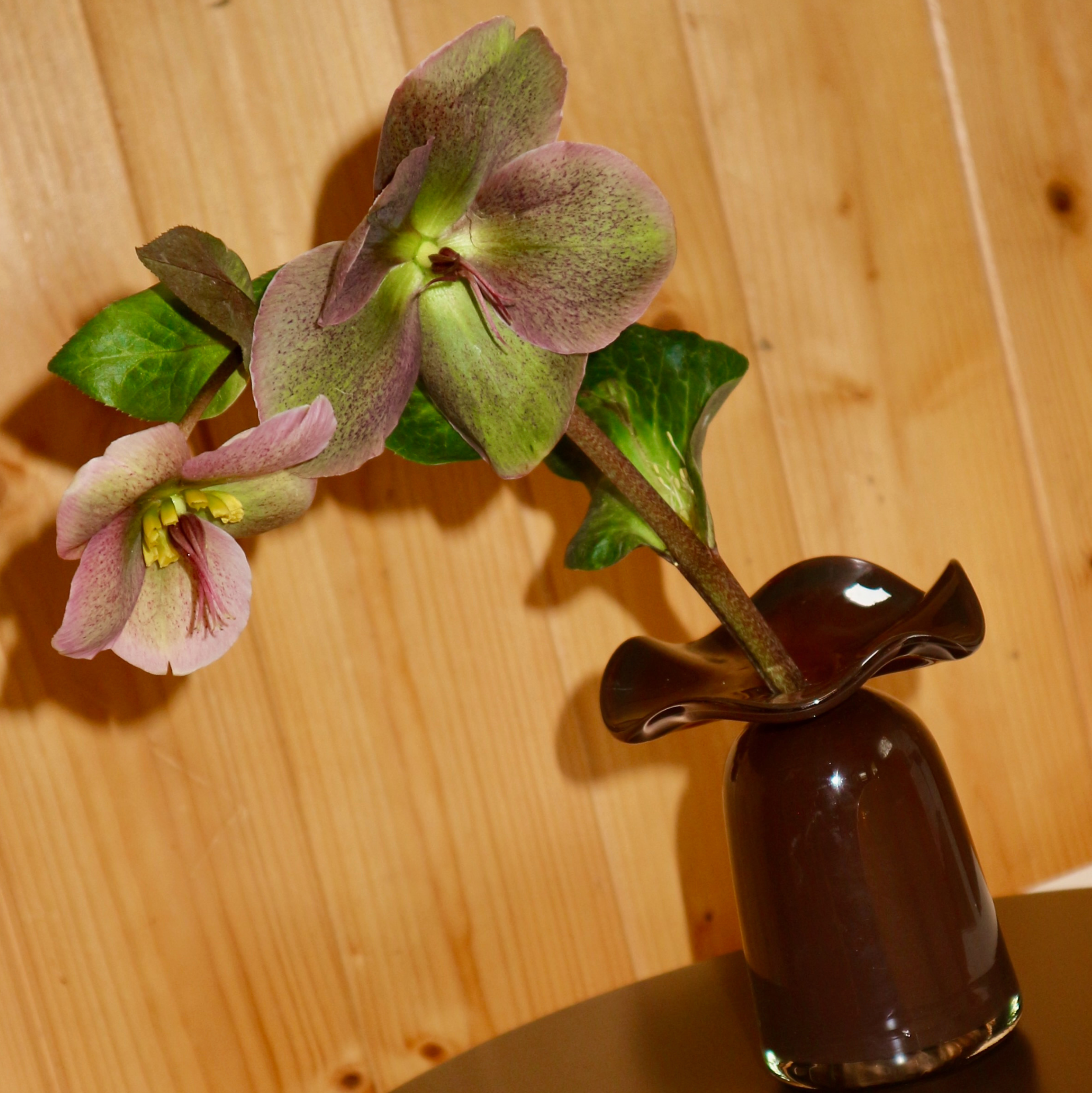Handmade Glass Ruffle Bud Vase | Brown