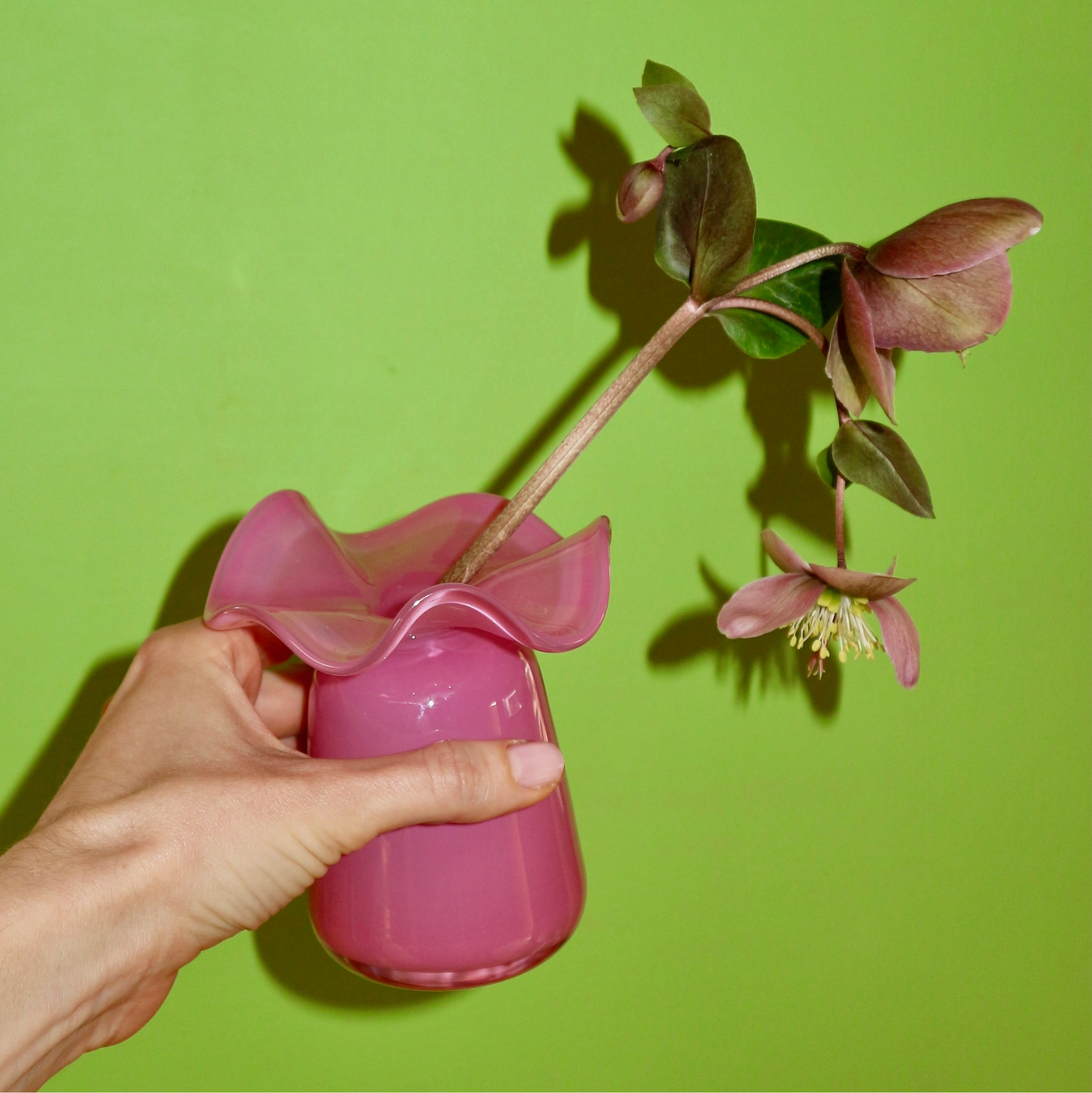 Handmade Glass Ruffle Bud Vase | Pink