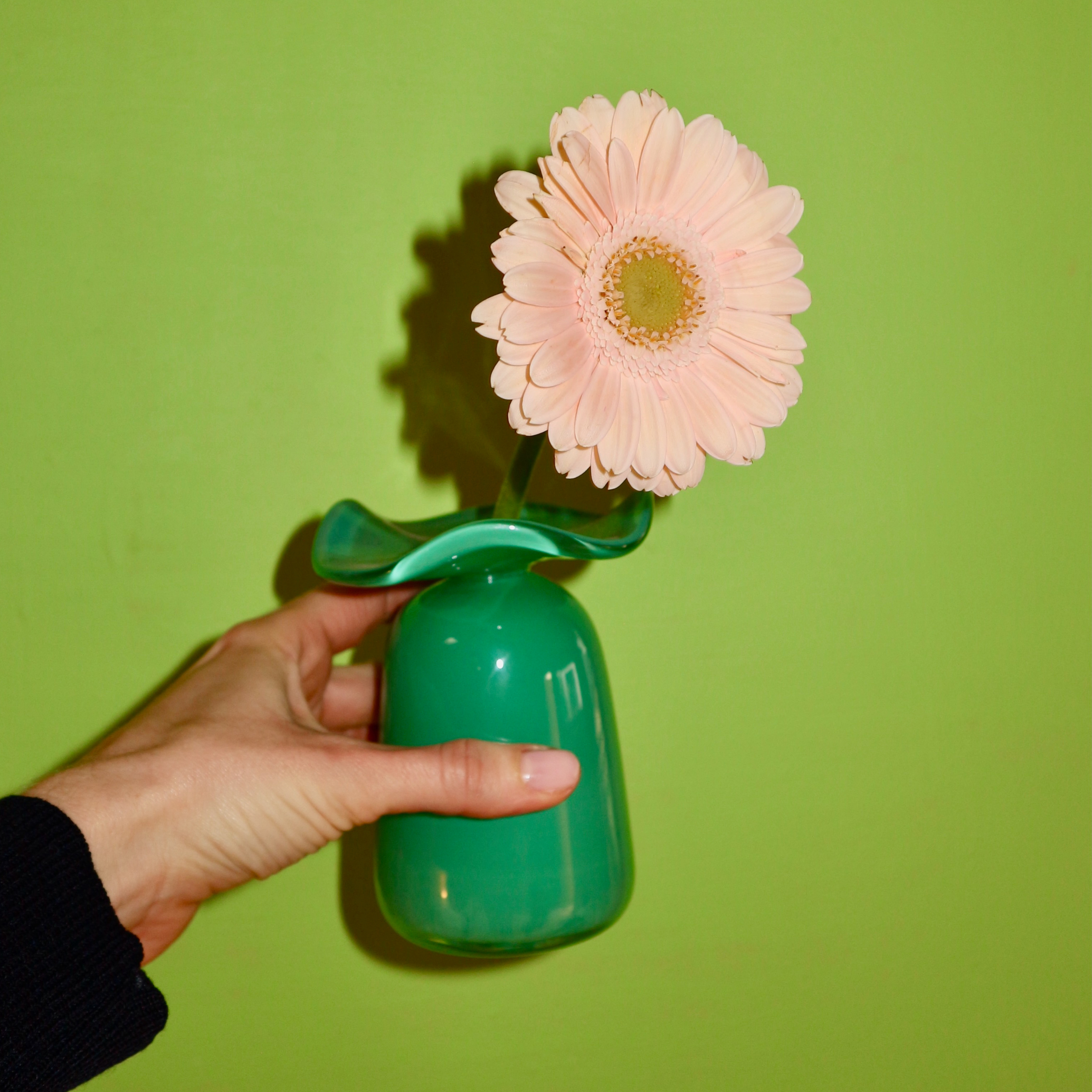 Handmade Glass Ruffle Bud Vase | Teal