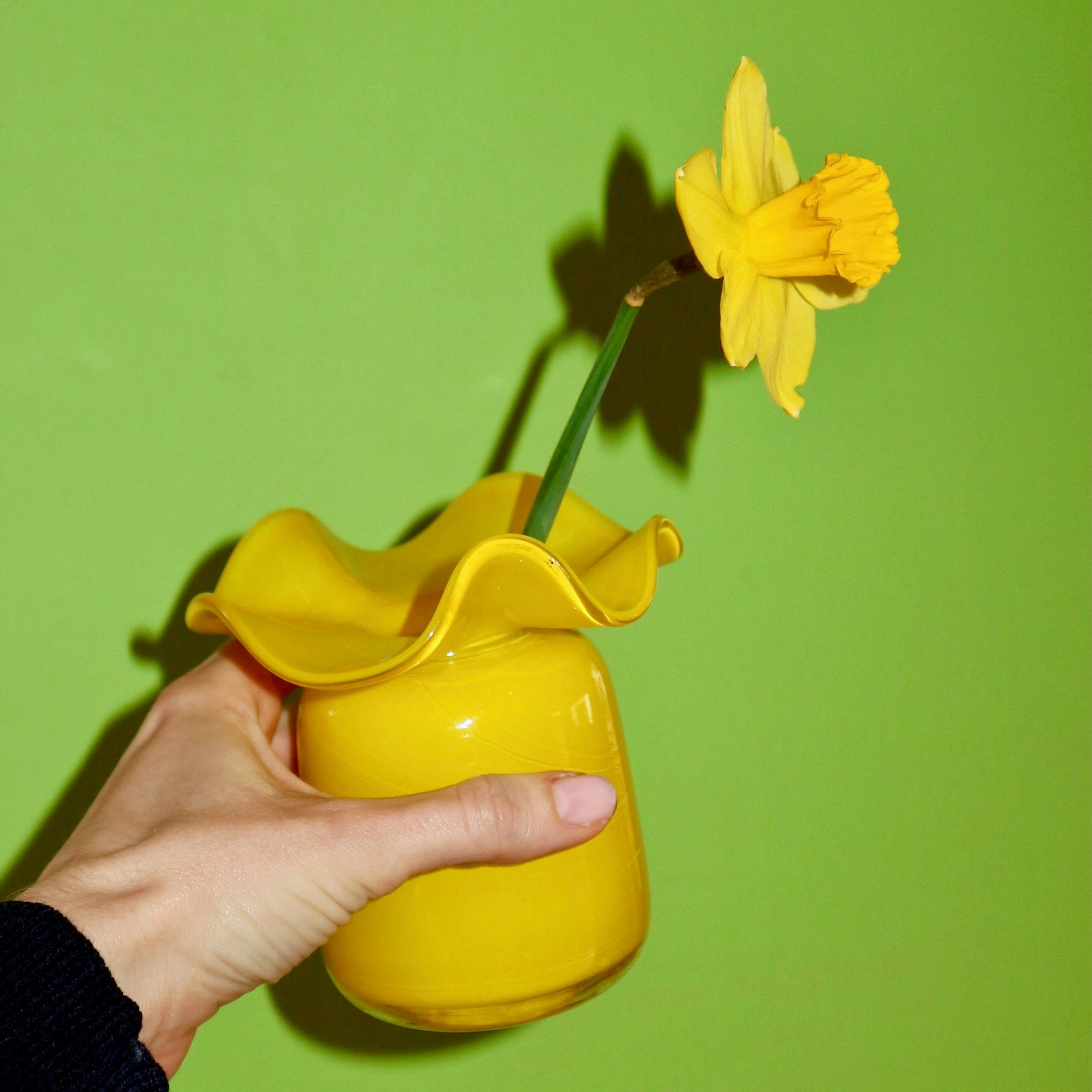 Handmade Glass Ruffle Bud Vase | Yellow
