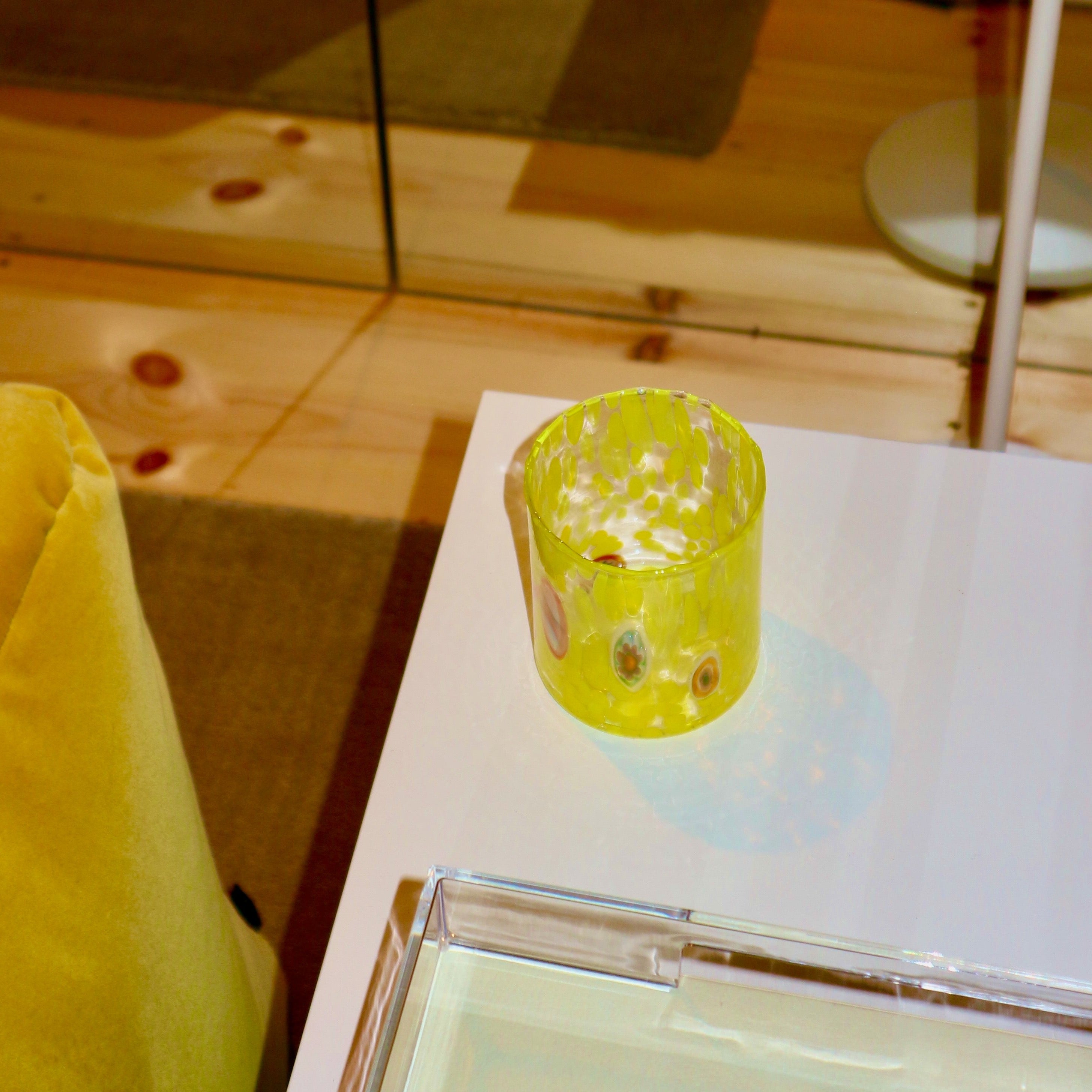 Yellow Handblown Murano Glass Tumbler