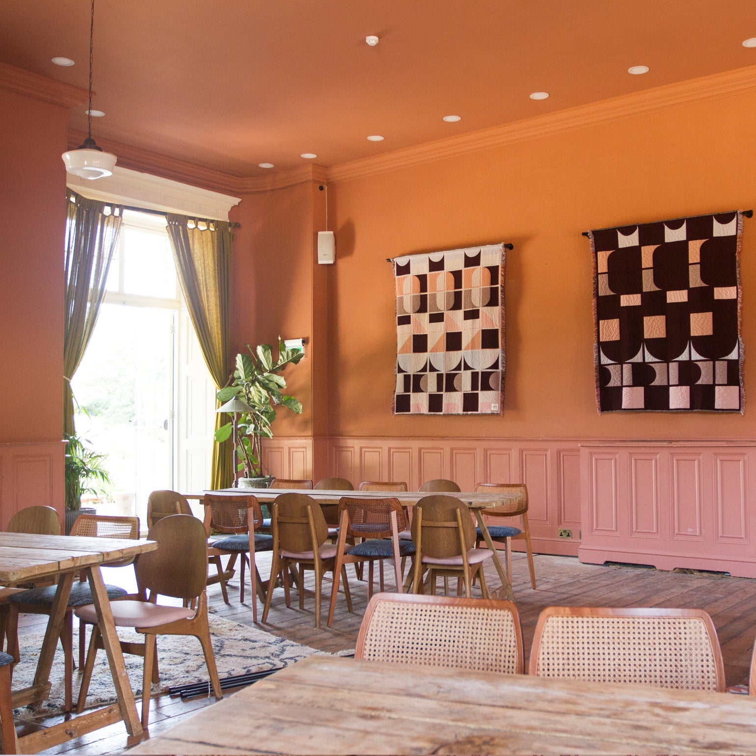 Grid Woven Wall Hanging | Pink & Maroon