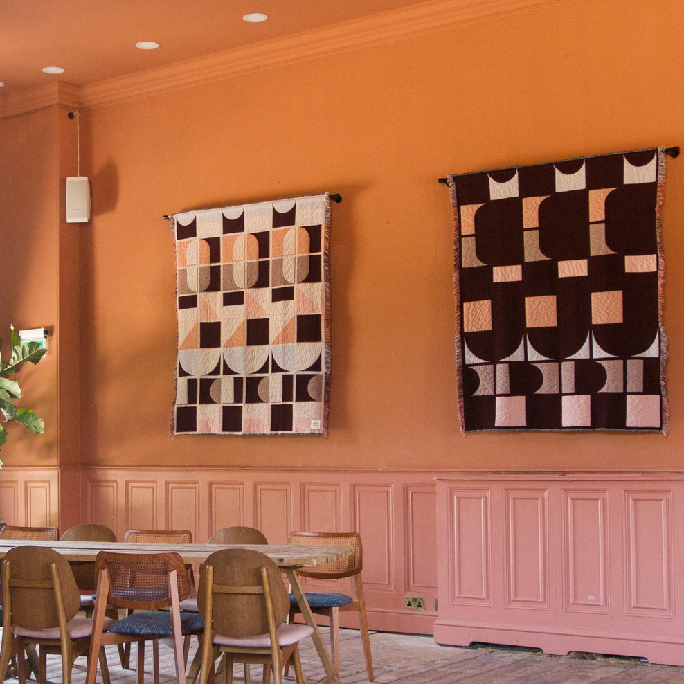 Grid Woven Wall Hanging | Pink & Maroon