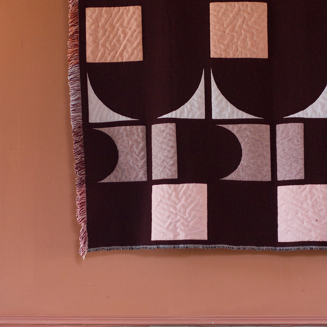 Grid Woven Wall Hanging | Pink & Maroon