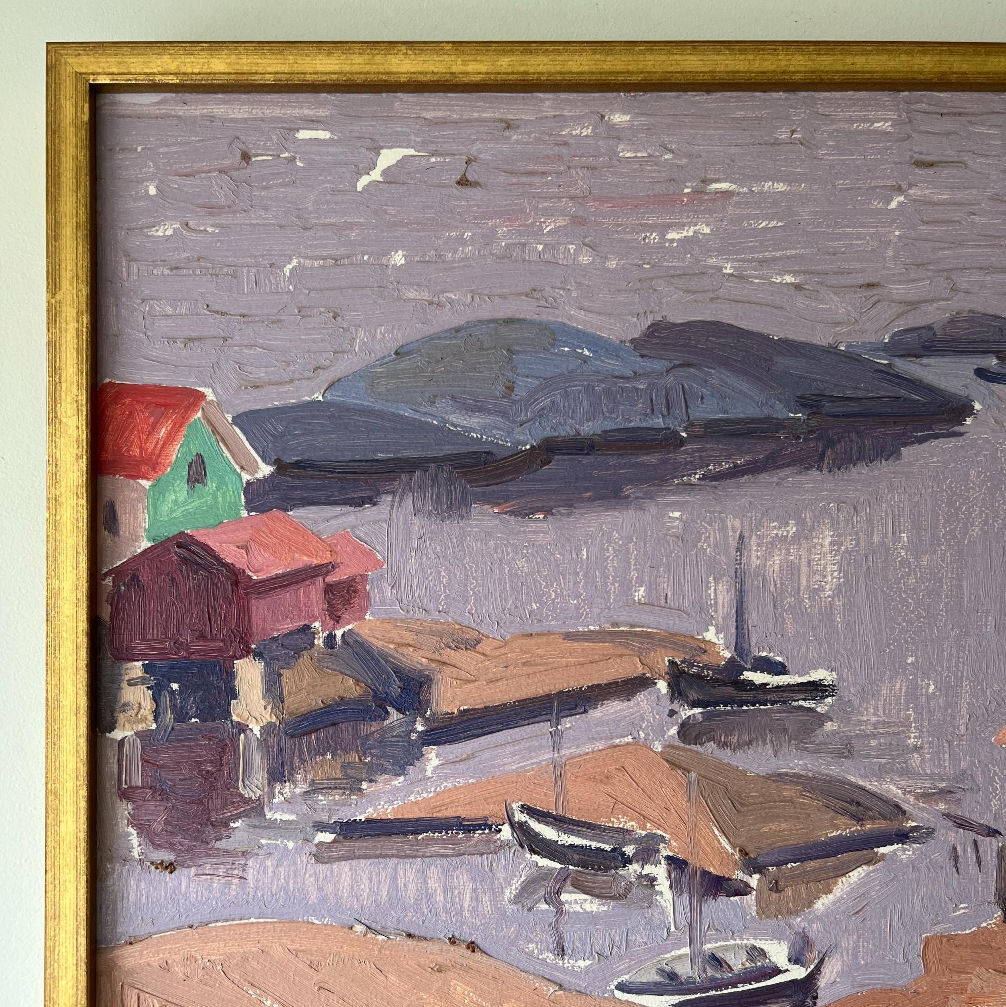 Mauve Harbour Oil Painting