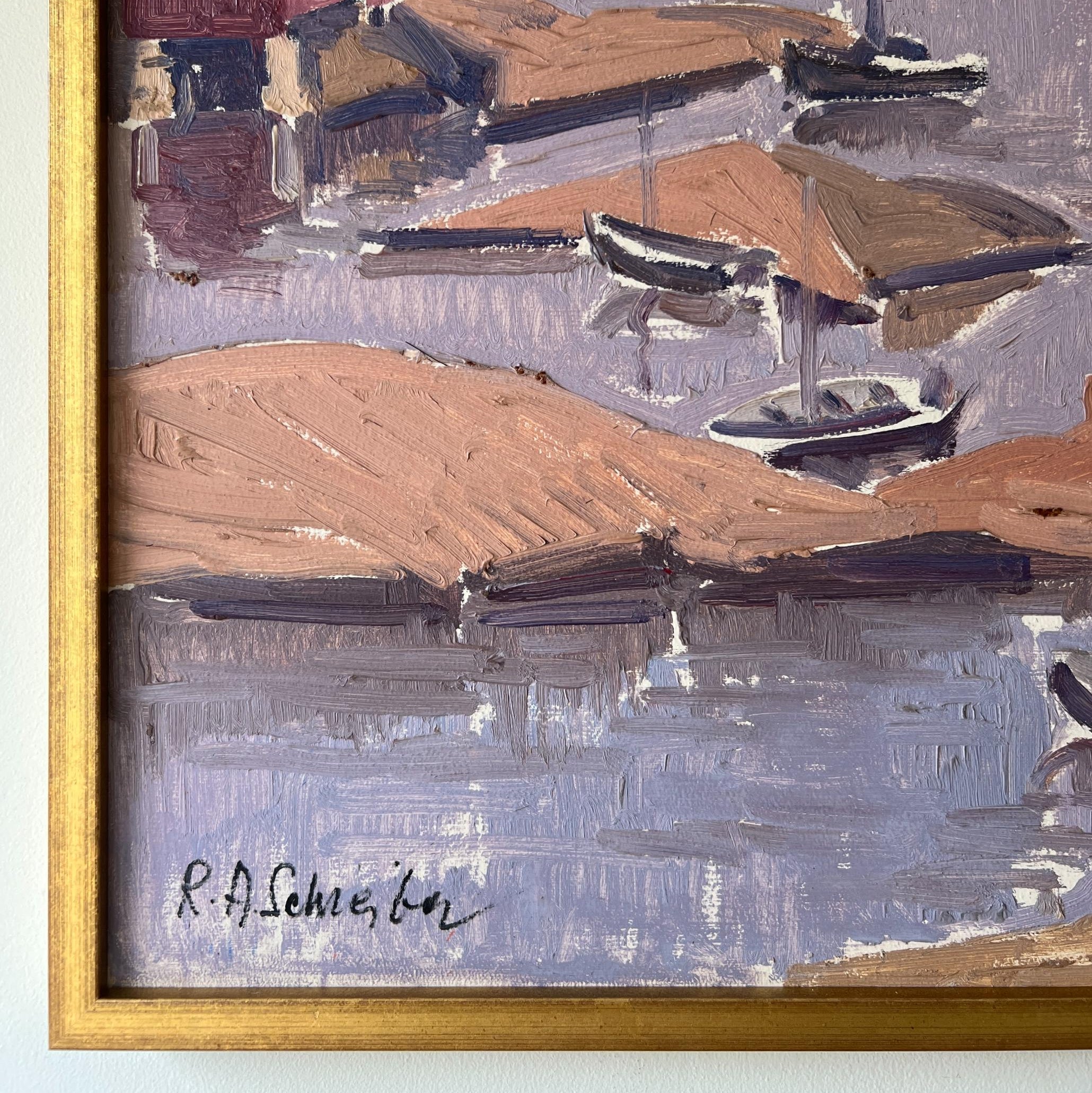 Mauve Harbour Oil Painting