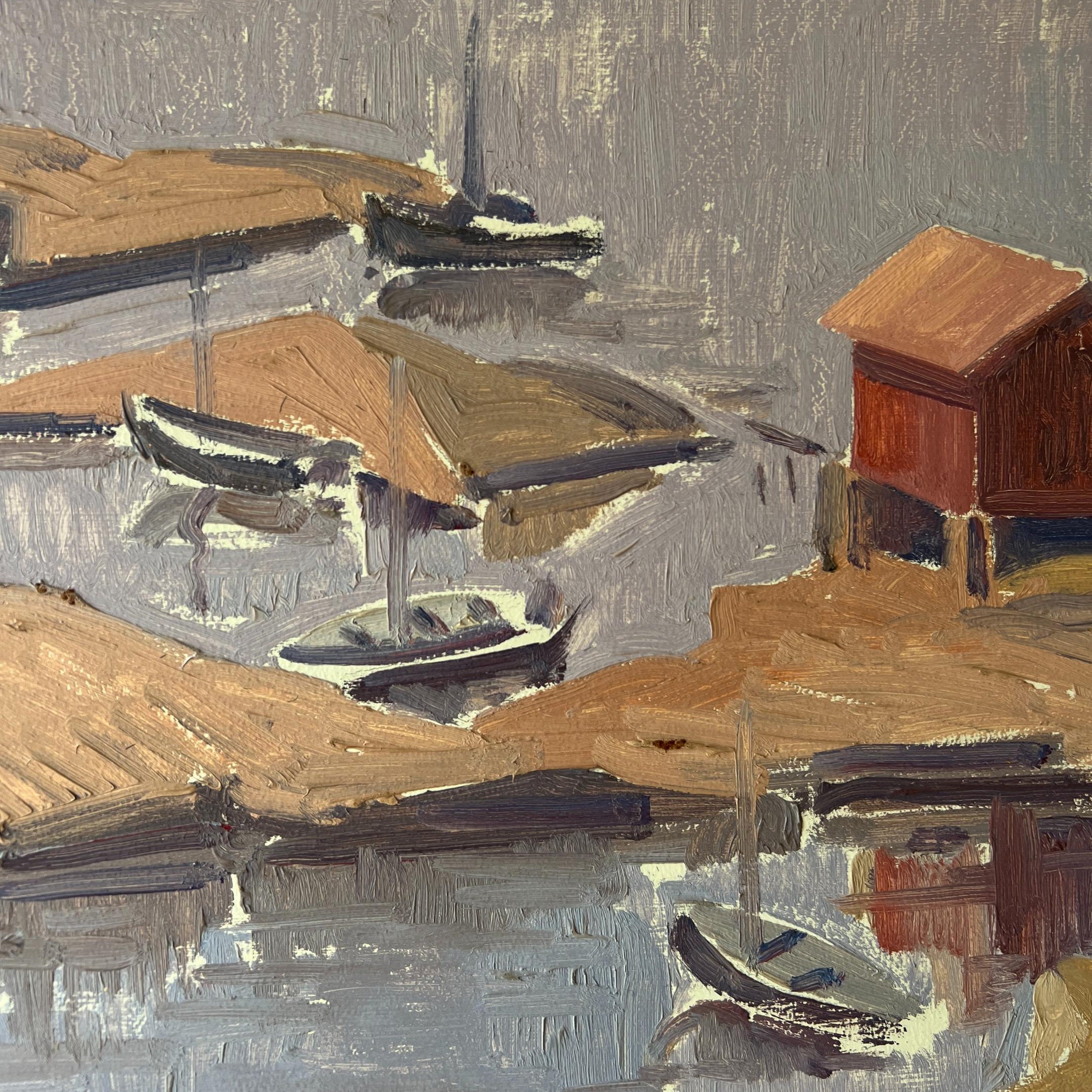 Mauve Harbour Oil Painting