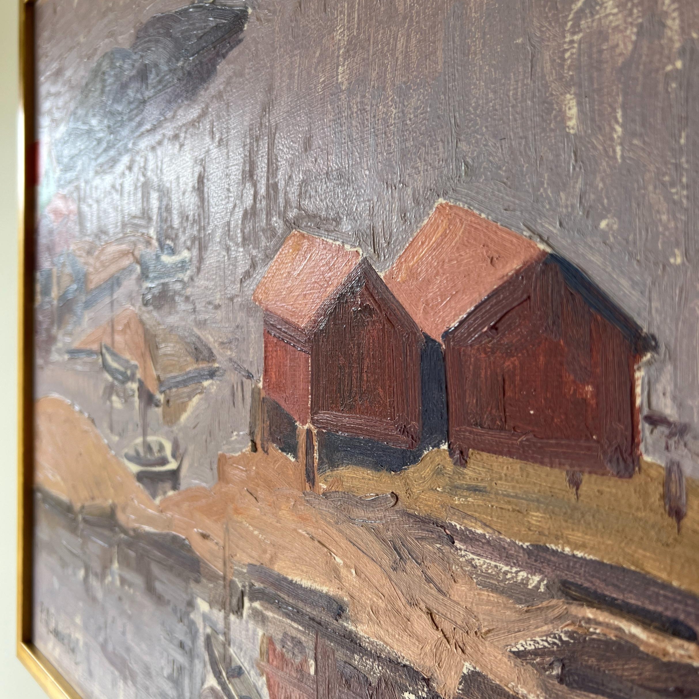Mauve Harbour Oil Painting
