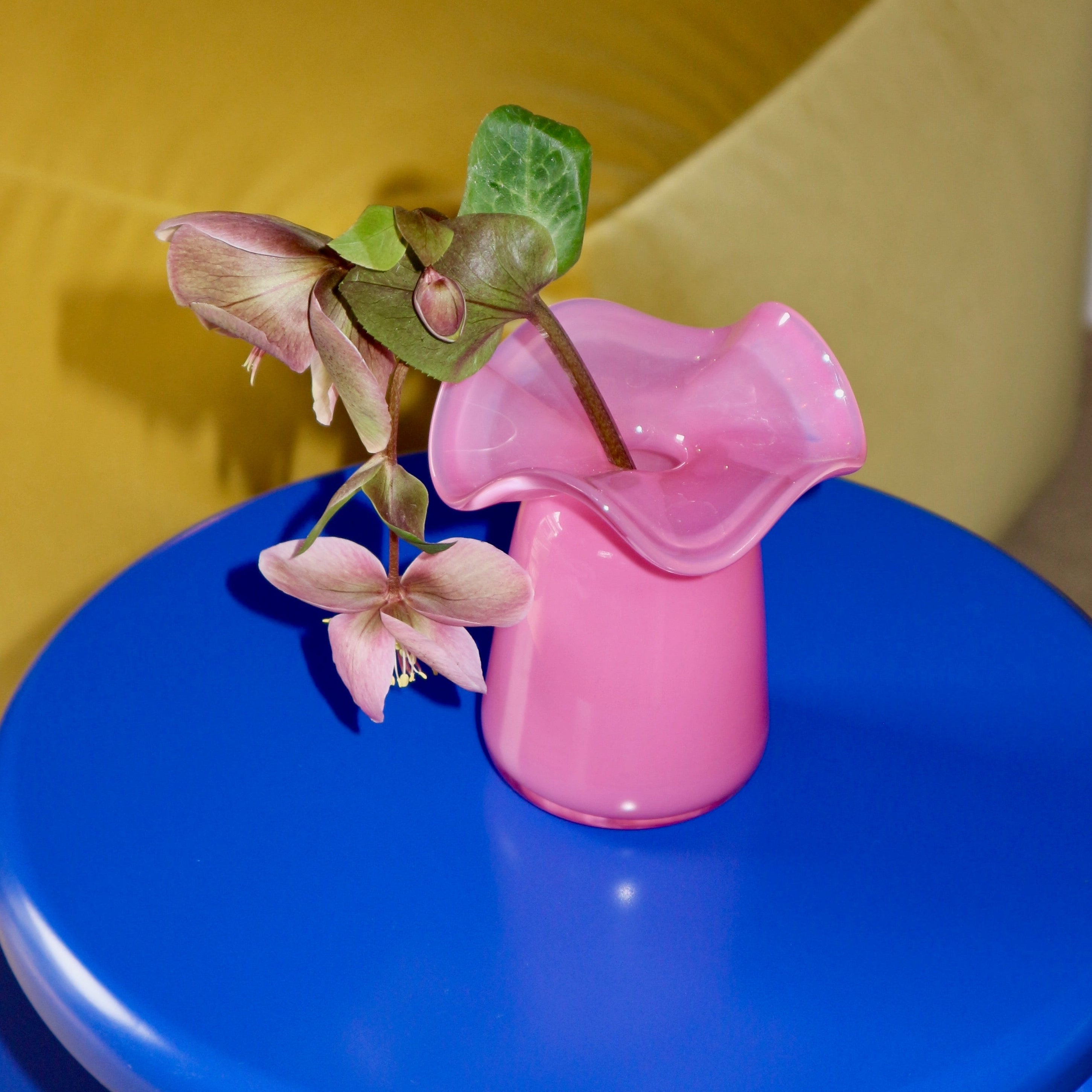 Handmade Glass Ruffle Bud Vase | Pink