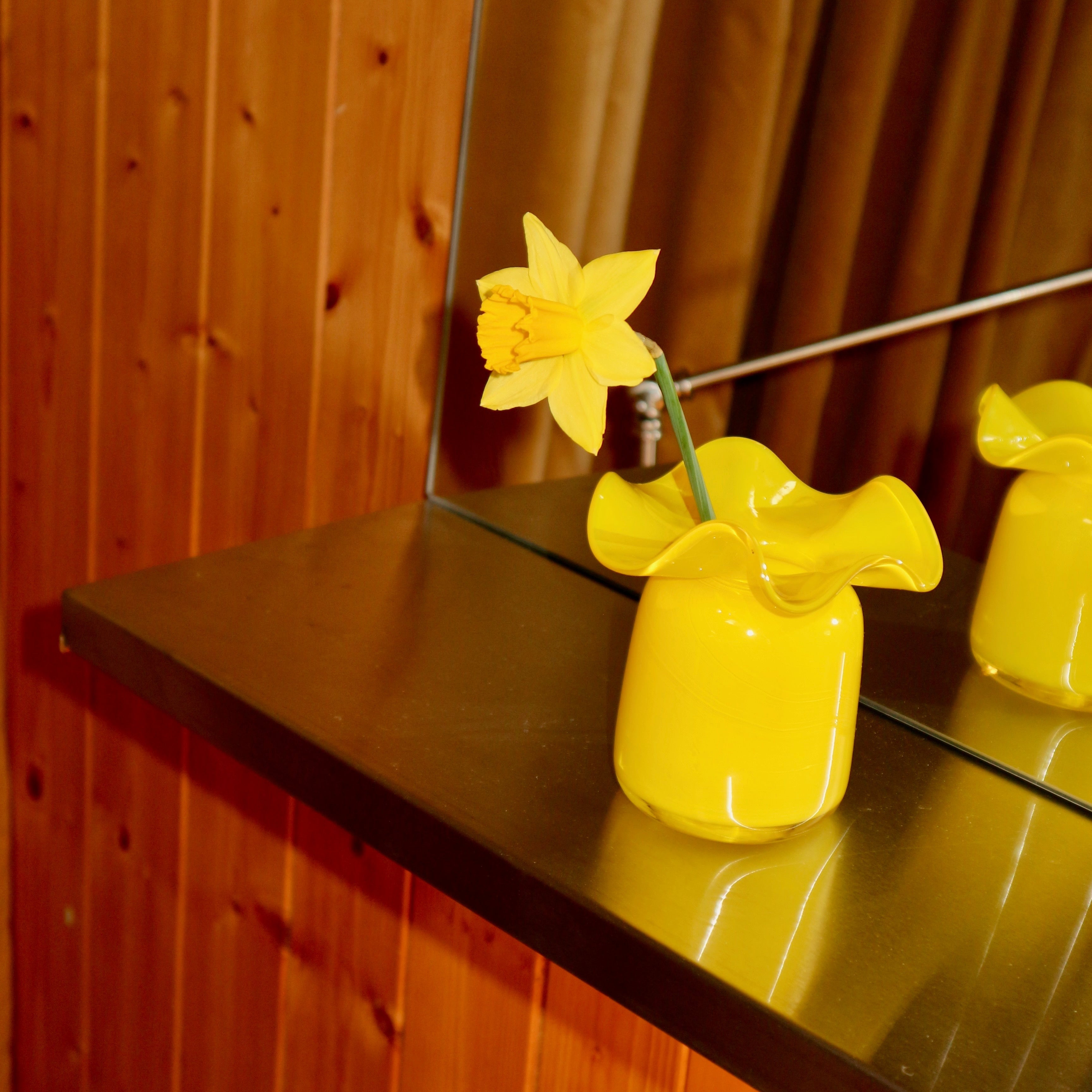 Handmade Glass Ruffle Bud Vase | Yellow