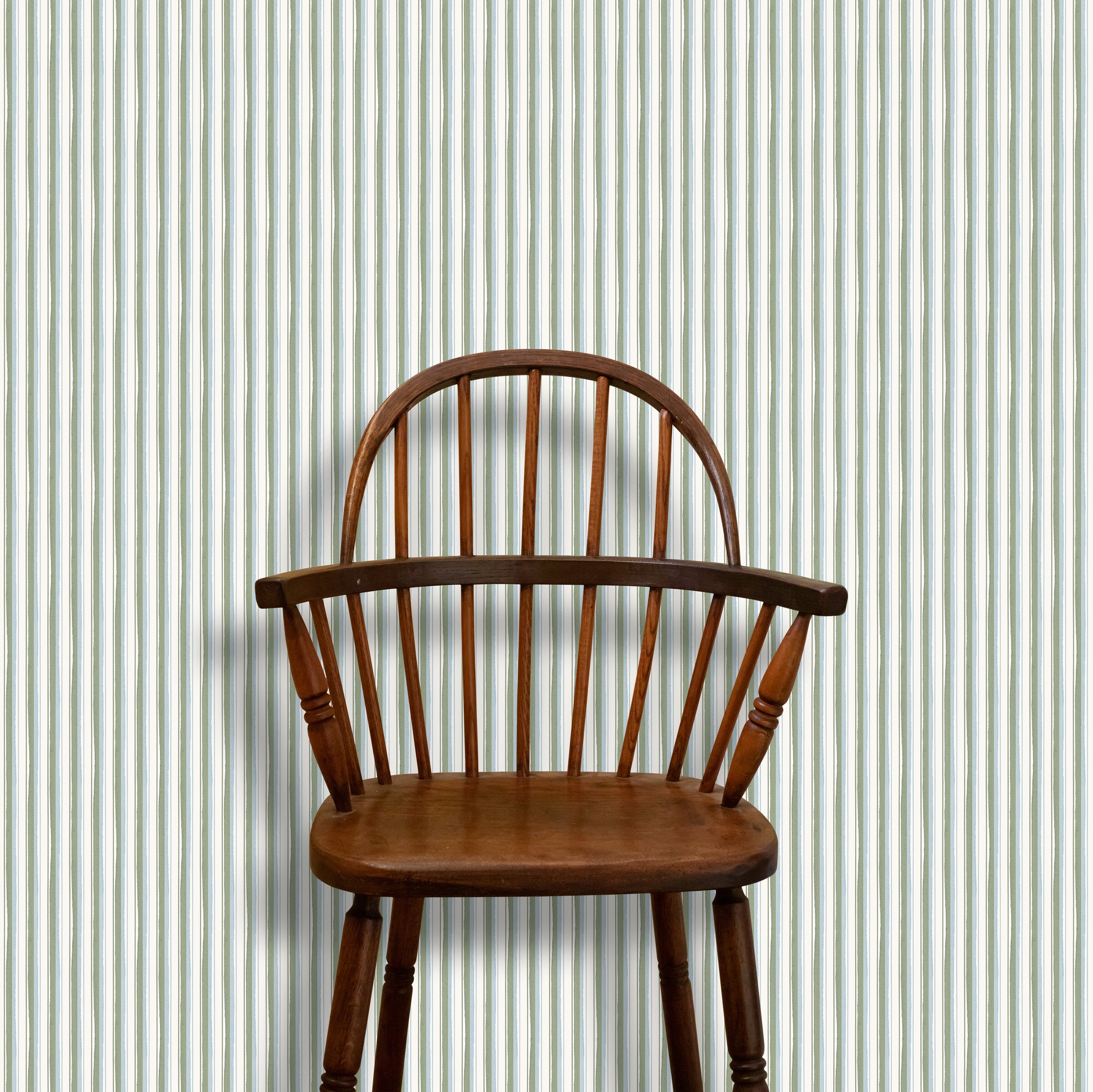 Modern Ticking Stripe Wallpaper | Seafoam