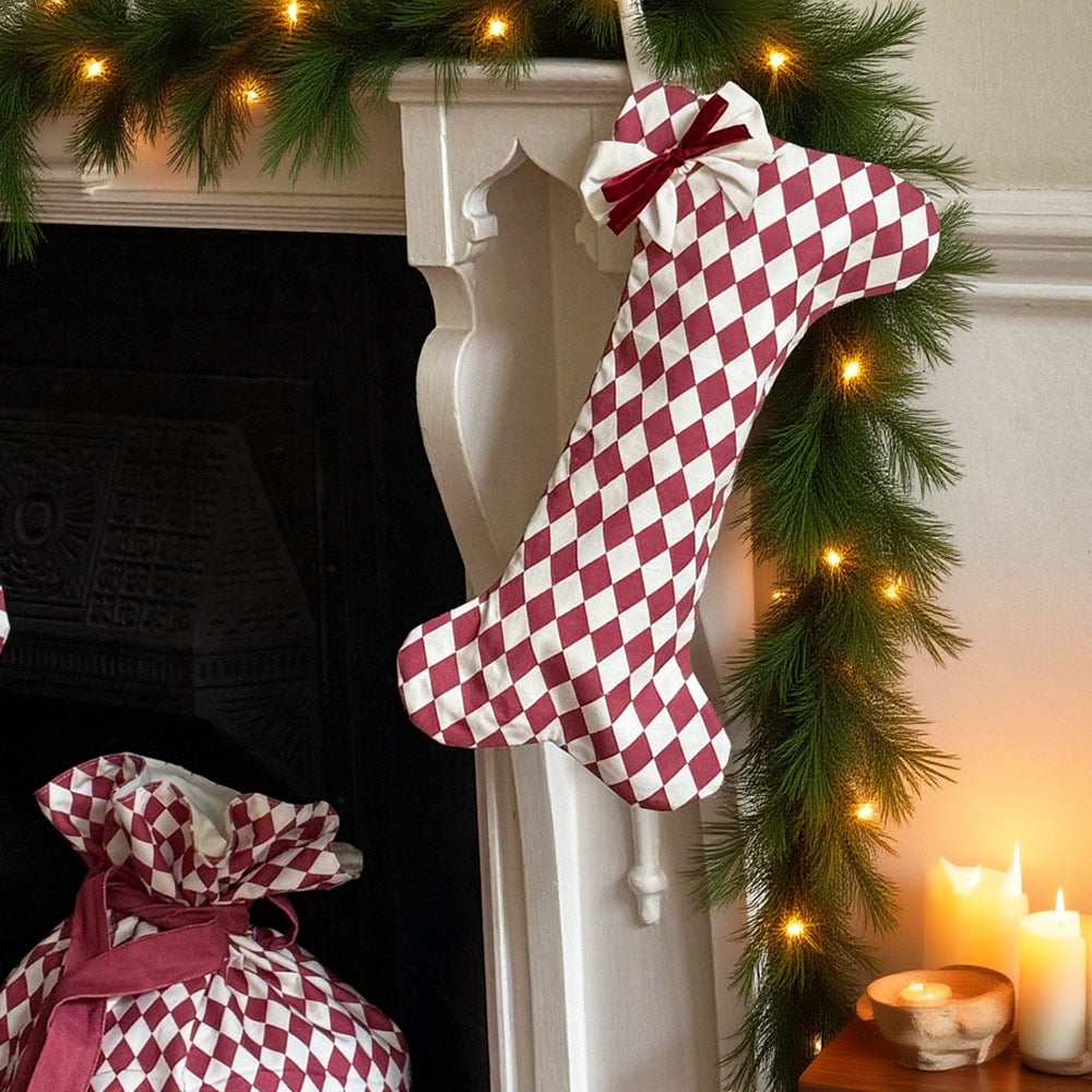 Harlequin Dog Stocking - Mulled Wine